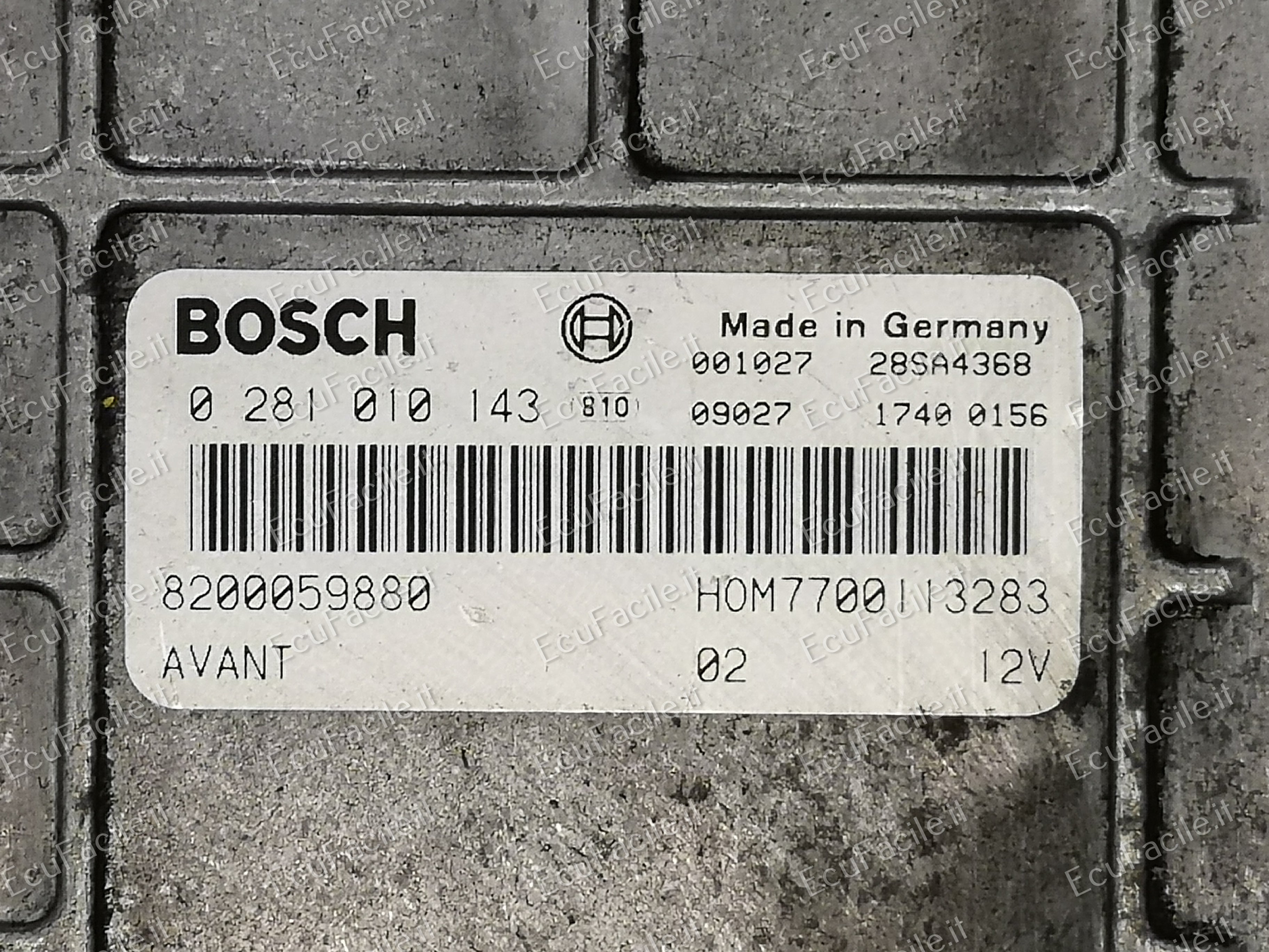 ECU ENGINE CONTROLLER RENAULT ESPACE 1.9 TDI BOSCH 0281010143 7700114659 HOM7700113283, HOM 7700113283