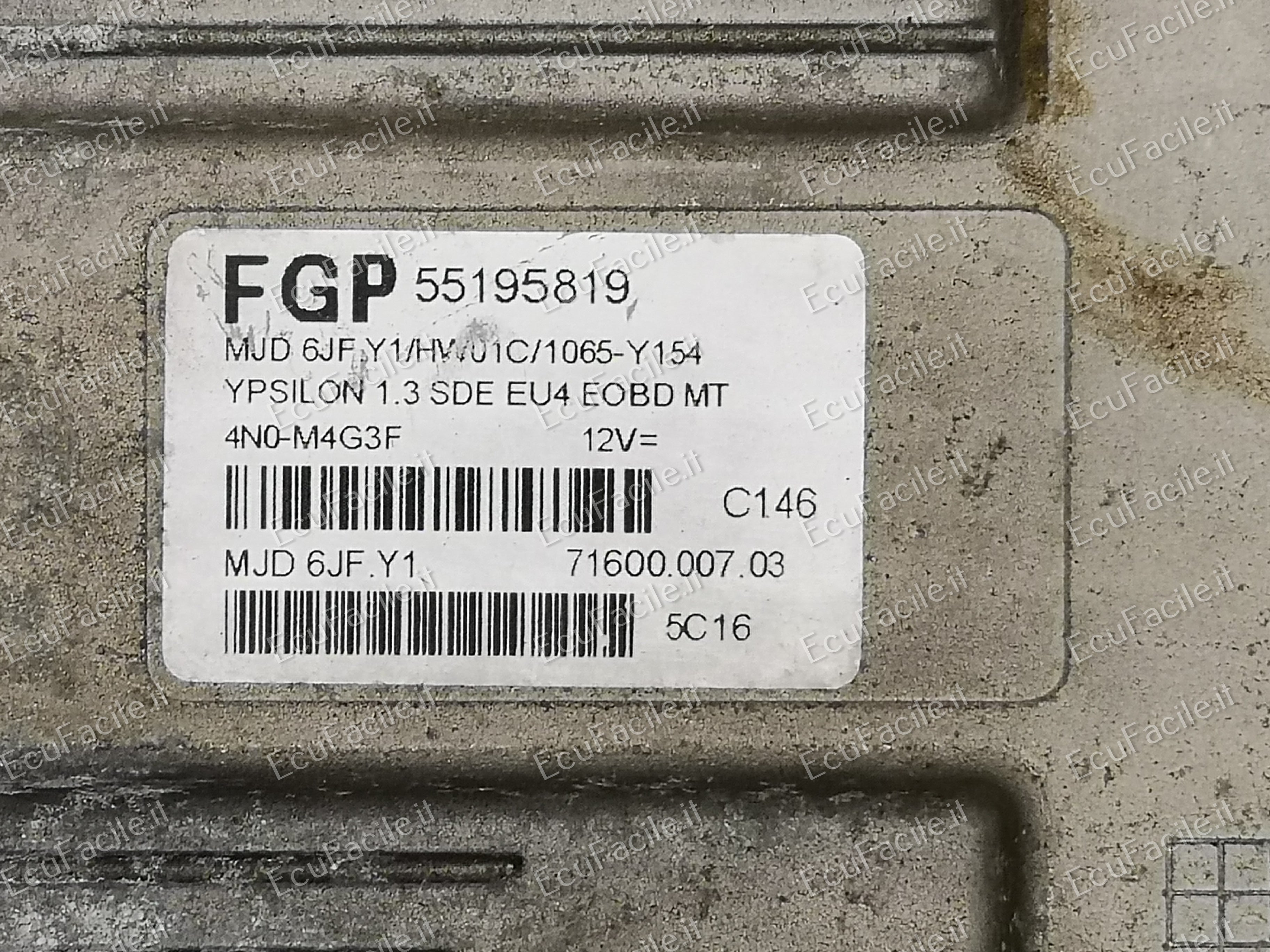 Ecu lancia ypsilon 1.3 55195819 mjd 6jf.y1 hw01c pronta vergine