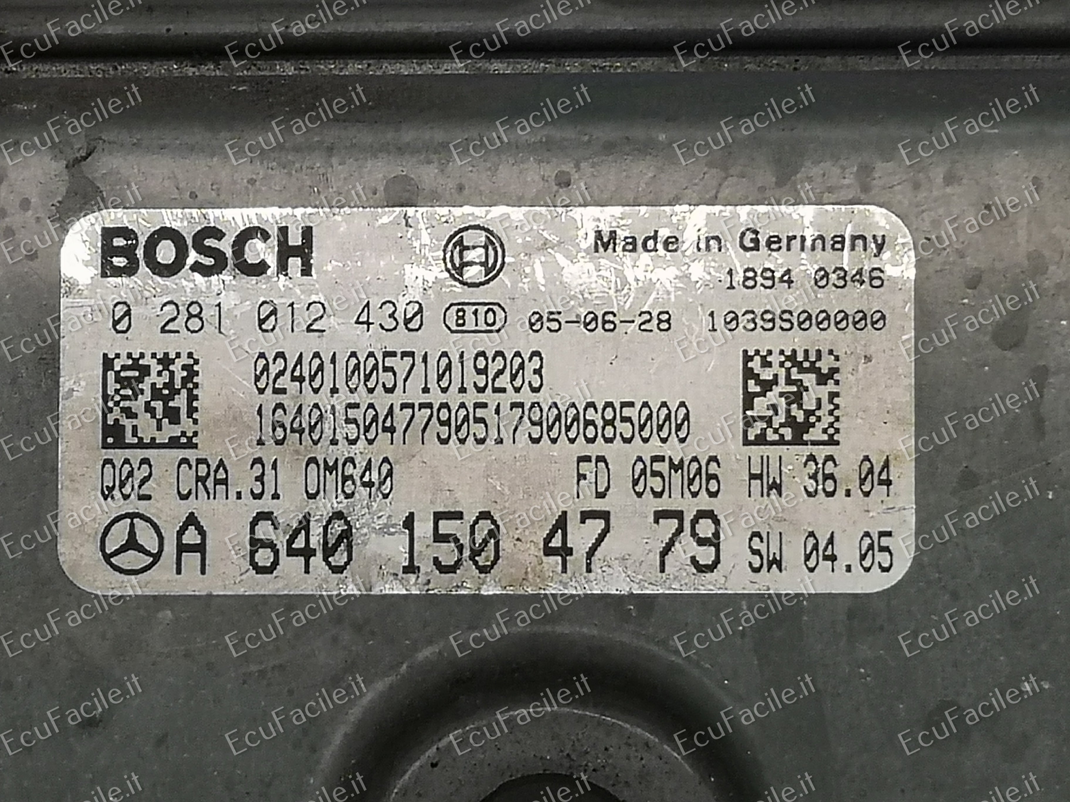 ECU MERCEDES A-CLASS A160 2.0 CDI 0281012430 A6401504779