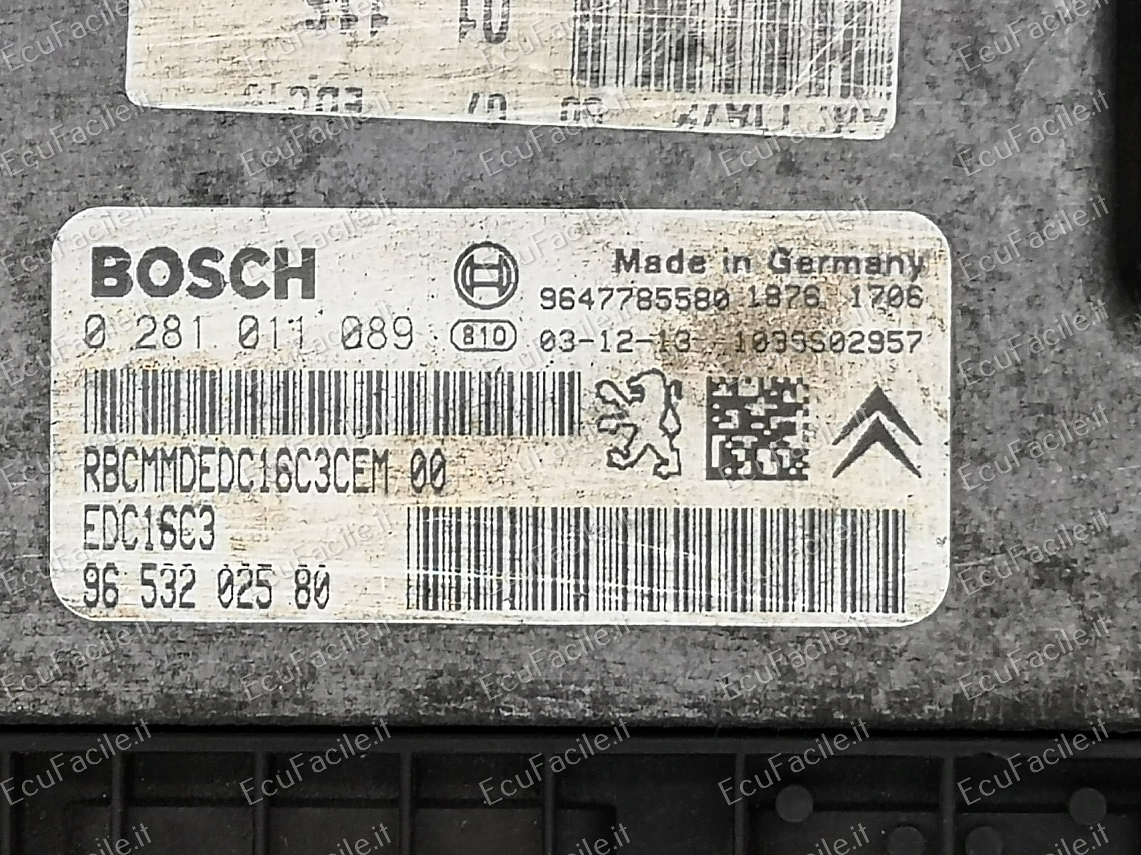 ECU PEUGEOT 206 1.4 TDI BOSCH 0281011089 9653202580 EDC16C3