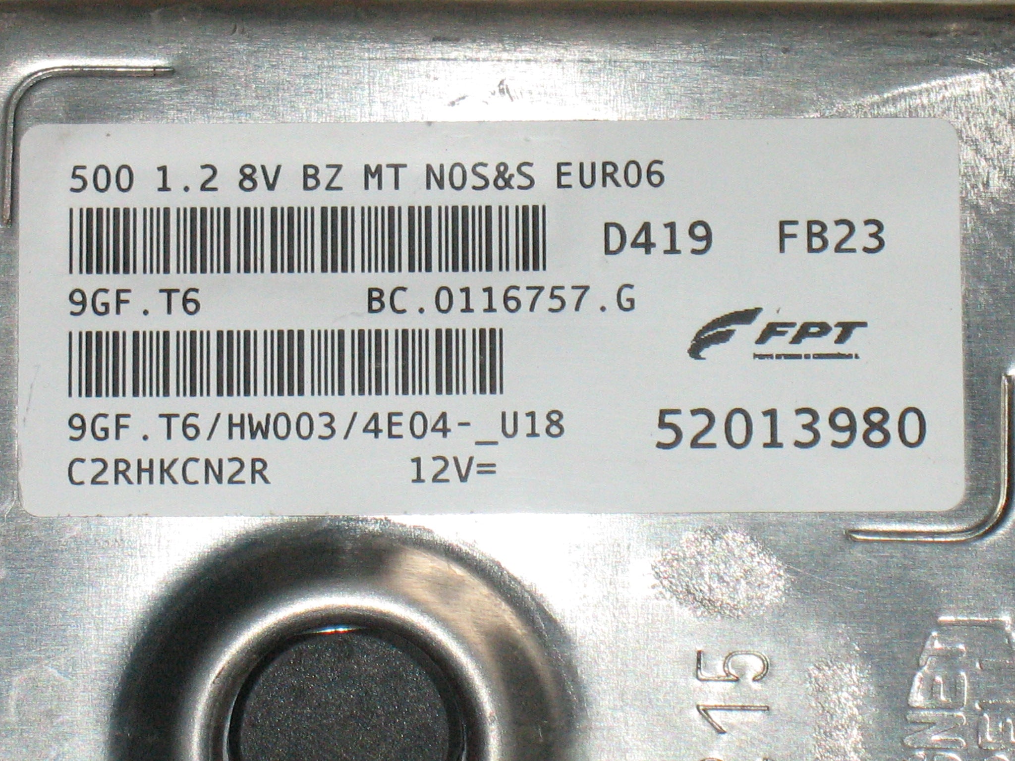 Fiat 500 1.2 8v BZ 52045260 FPT 9GF.T6 / HW003 4E04 BC.0116757.G