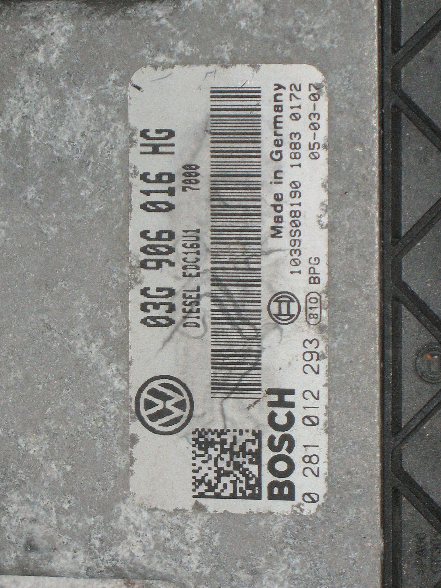 ECU SKODA Octavia 2.0 TDI 0281012293 03G906016HG EDC 16U1