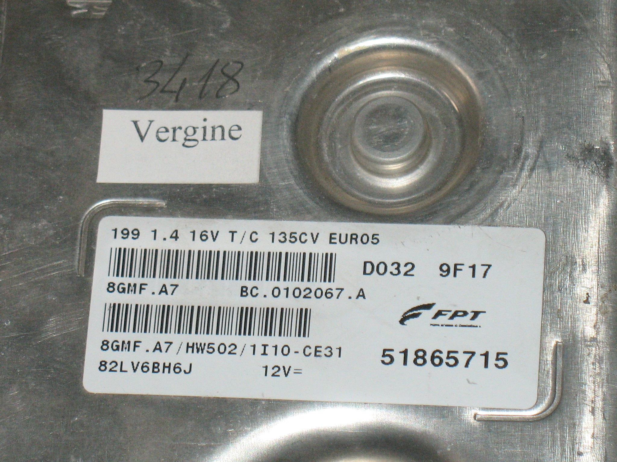 ECU FIAT PUNTO EVO SPORT 1.4 TRB , FPT 51865715 8GMK.A7 HW502