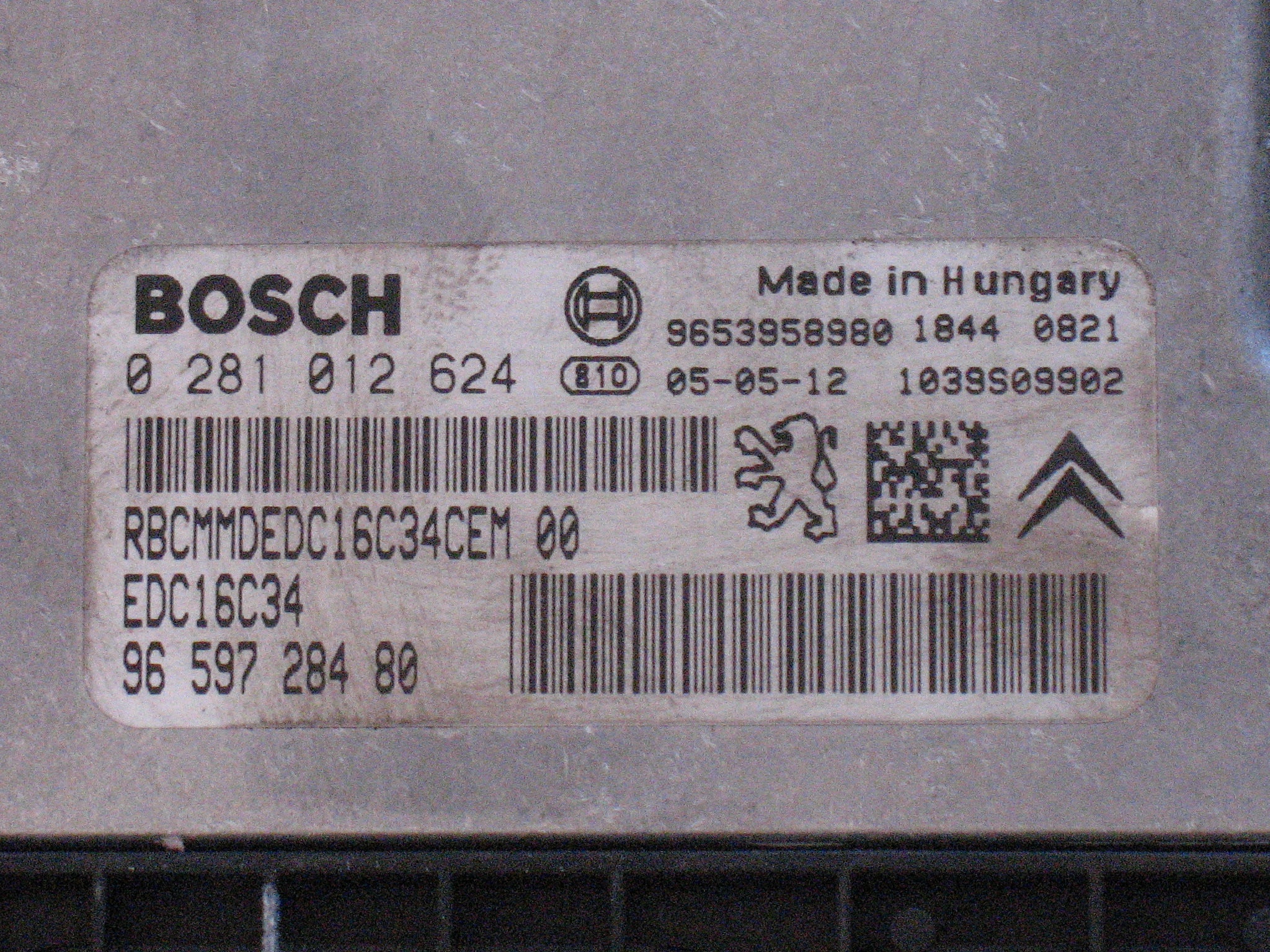 Citroen Peugeot BOSCH EDC 16C34-4.11 ECU 1.4 1.6HDI 0281012624