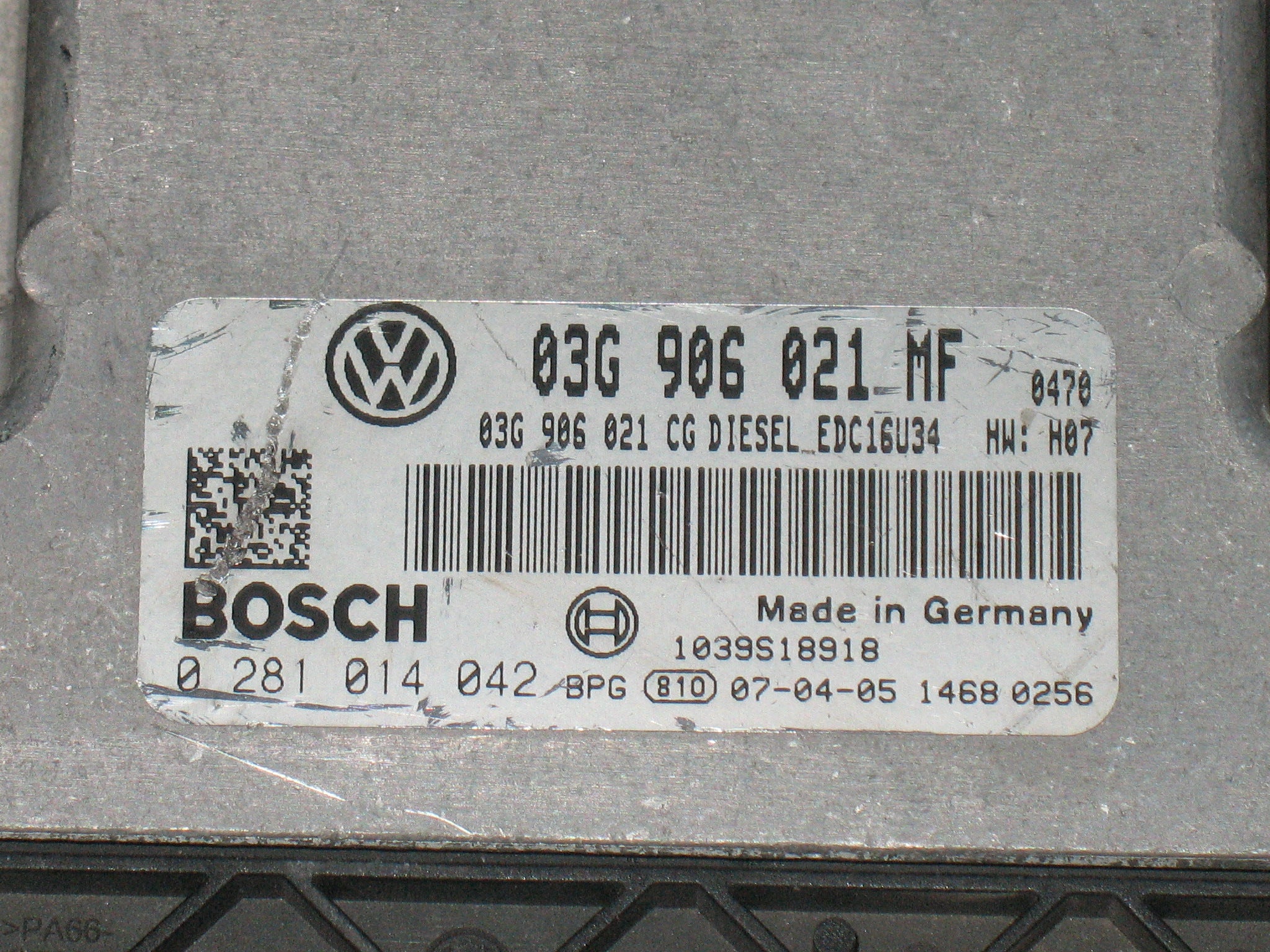 ECU VW TOURAN 1.9 TDI BOSCH 0281014042 03G906021MF EDC16U34