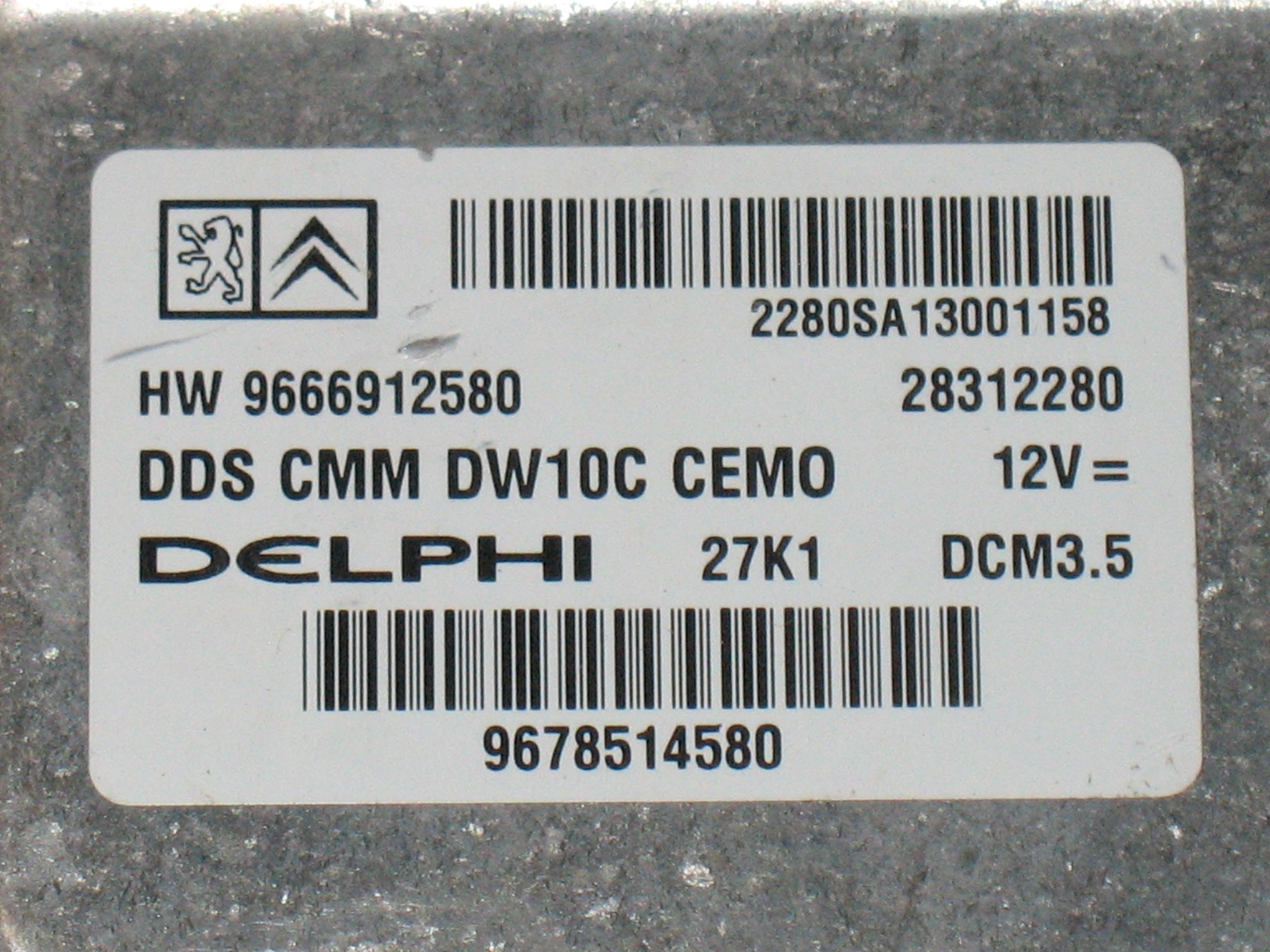 ECU CITROEN PEUGEOT 2.0 FIAT SCUDO HDI DELPHI 28312280 HW 9666912580 HW9666912580 DCM3.5