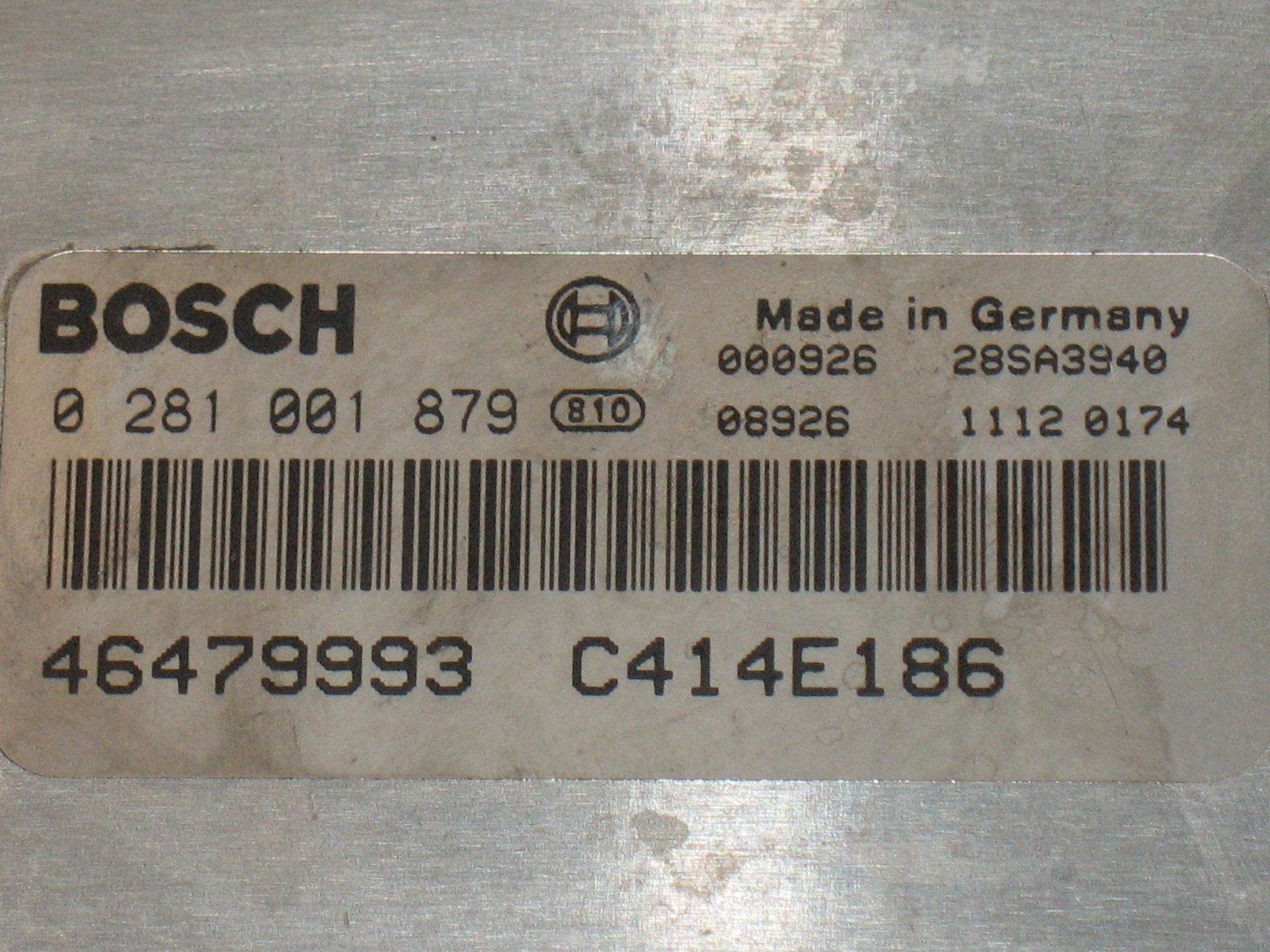 Fiat Multipla 1.9 JTD. Mod. Bosch EDC15C 5.7 Cod. 0281001879 Cod. Fiat 46479993 C414E186. 0 281 001 879