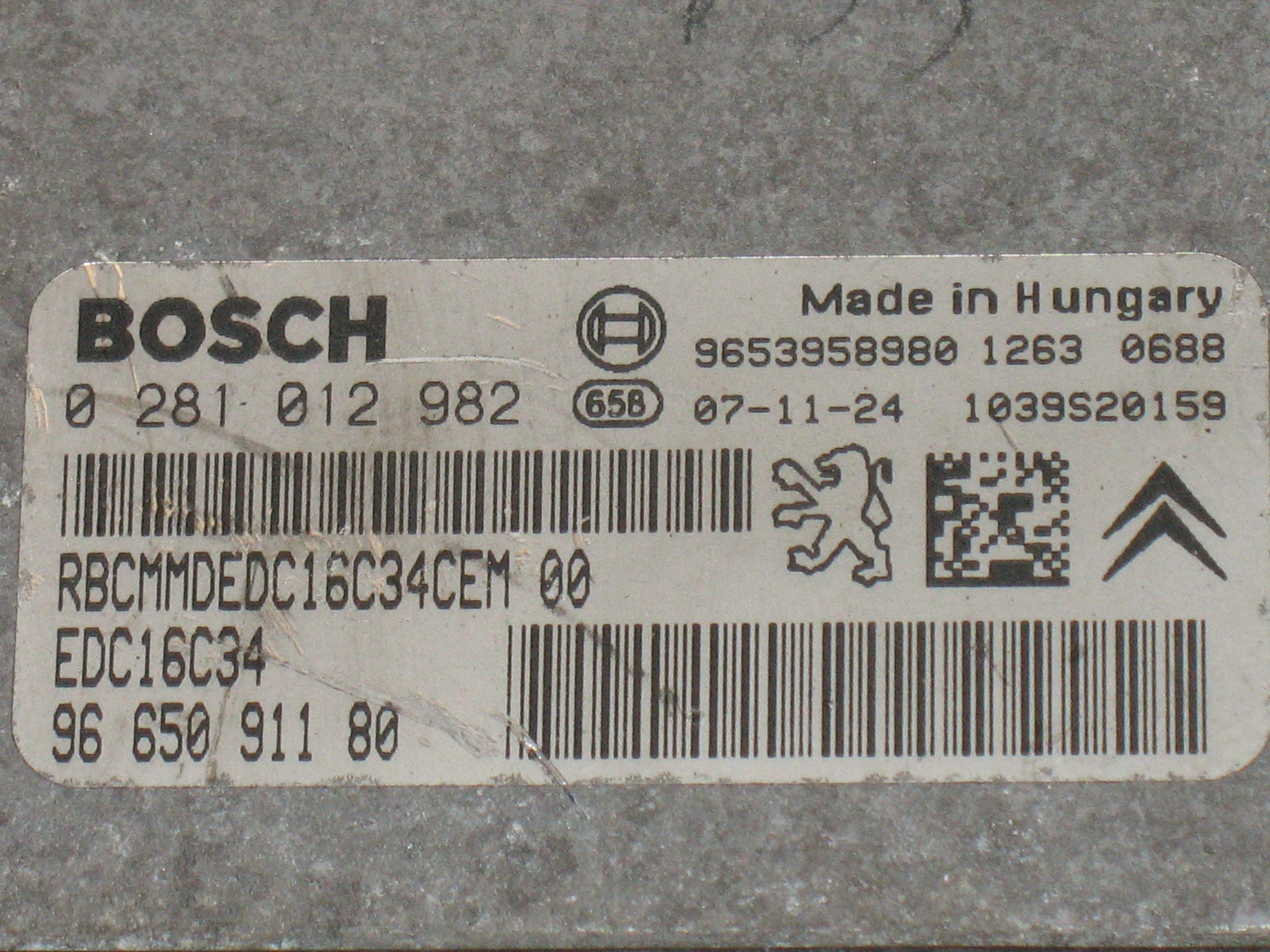 ECU EXPERT SCUDO 1.6 HDI JTD BOSCH 0281012982 9665091180 EDC 16C34-4.11