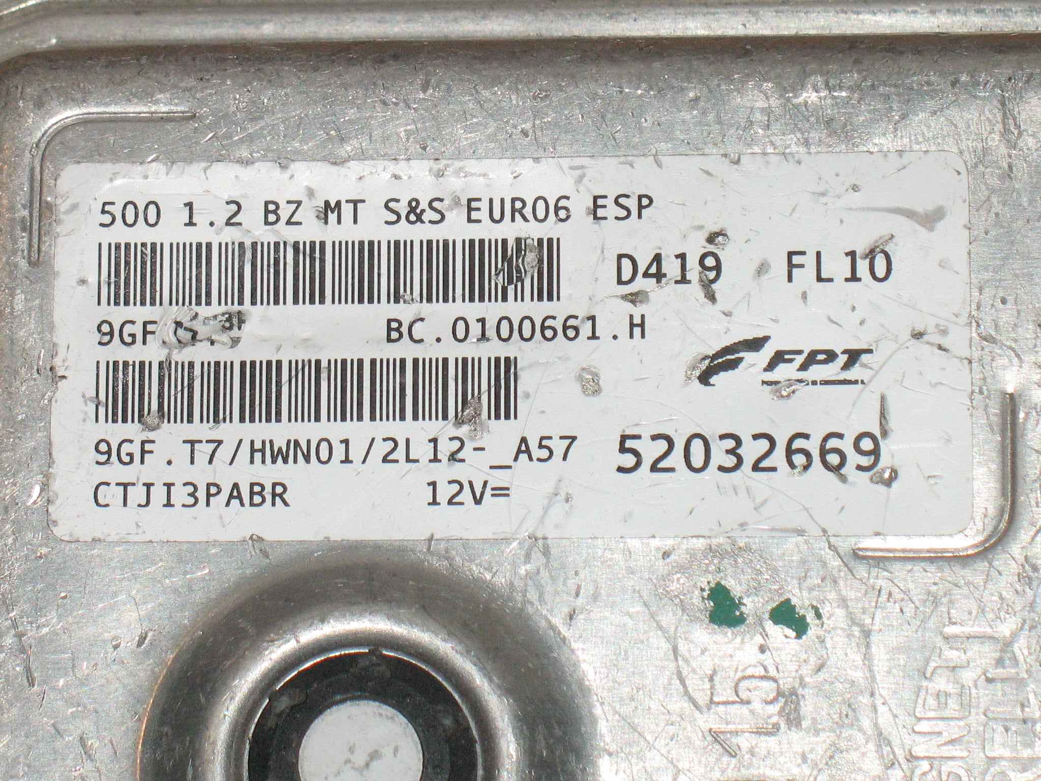 ECU FIAT 500 1.2 52032669 NUMERO 9GF.T7 HWN01 2L12-A57 NUMERO BC.0100661.H BC0100661H