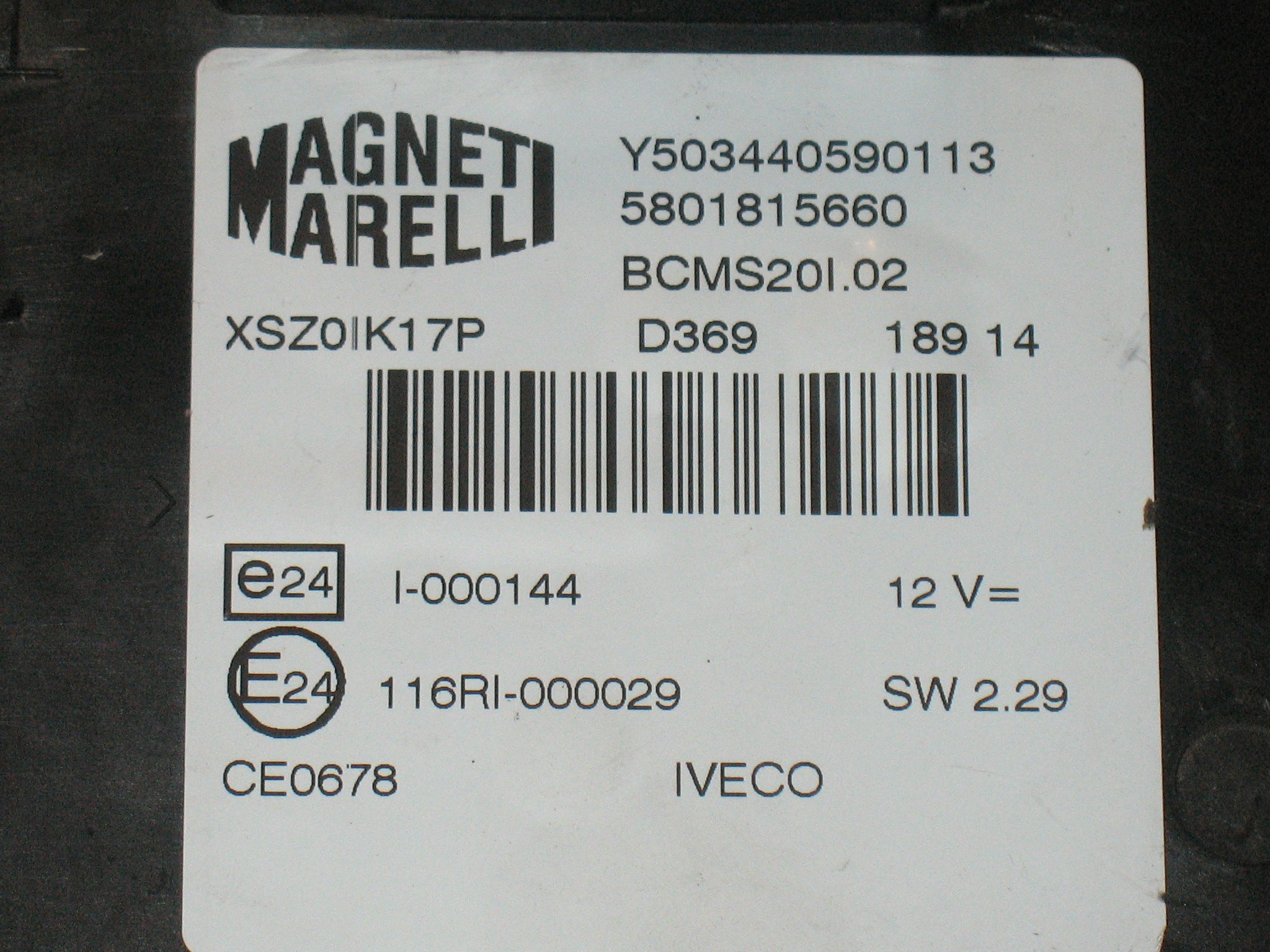 MAGNETI MARELLI 5801815660 BCMS20I.02 Body Computer Iveco Daily Y503440590113