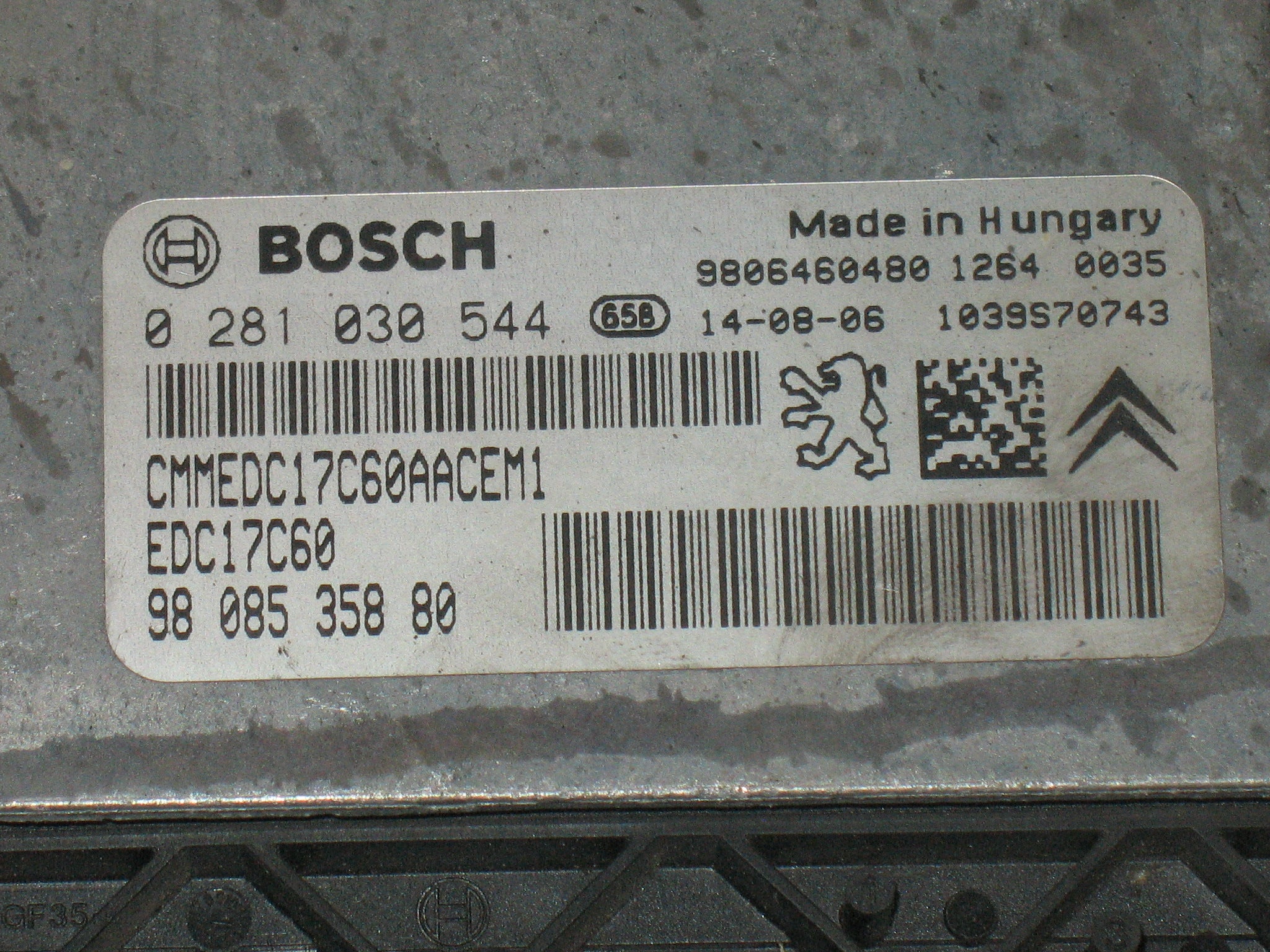 ECU BOSCH 0281030544 EDC17C60 PEUGEOT 308 1600 CC 120 CV 9808535880