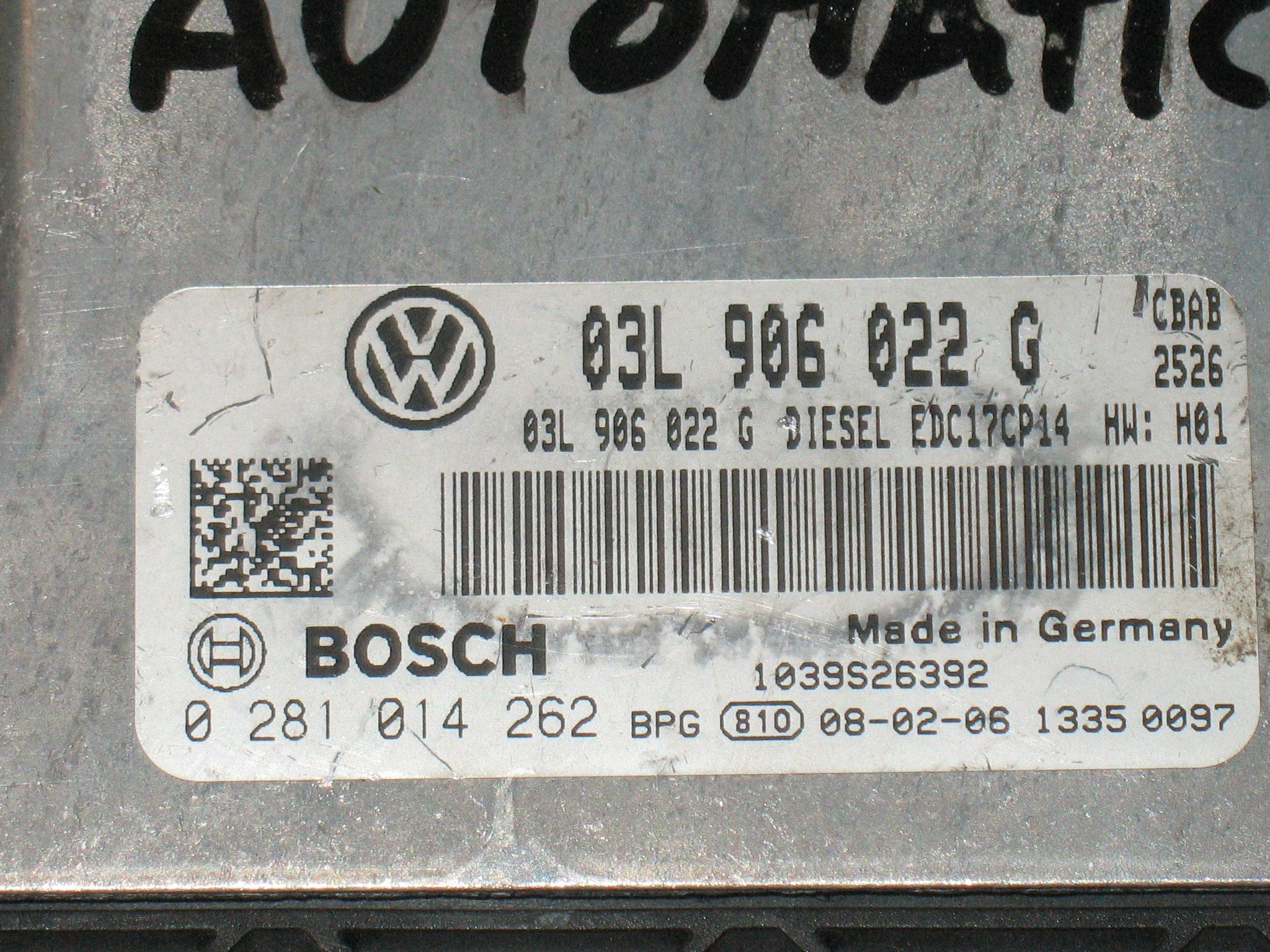 CENTRALINA MOTORE VOLKSWAGEN PASSAT 2.0 TDI BOSCH 0 281 014 262 028101426 03L 906 022 G 03L906022G EDC17CP14