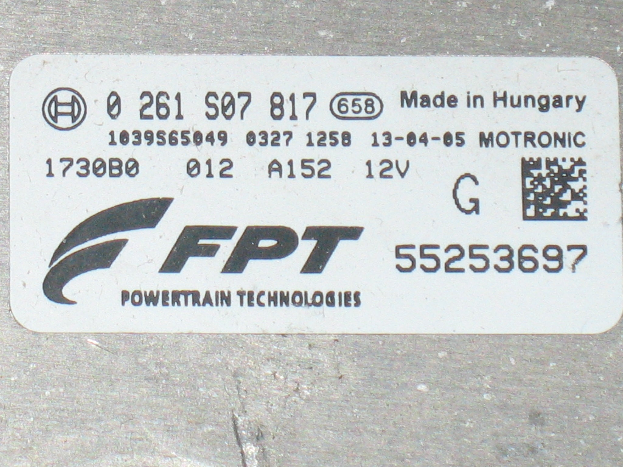 ECU CENTRALINA FIAT 500 L ABARTH 1.4 0261S07817 0 261 S07 817 NUMERO 55253697 NUMERO ME17.3.0