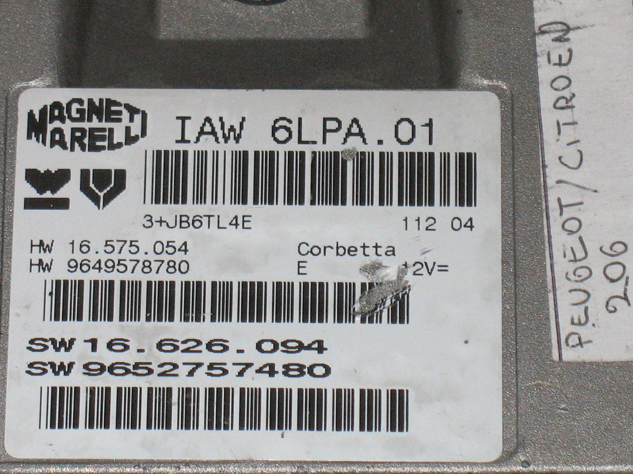 Peugeot 206 2.0 16v ECU IAW 6LPA.01 HW 9649578780 SW16626094