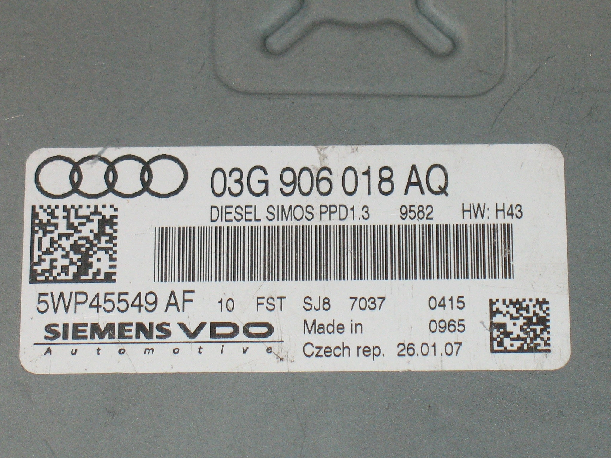 ECU AUDI A4 2.0 TDI SIEMENS 5WP45549 AF 03G906018AQ SIMOS PPD1.3
