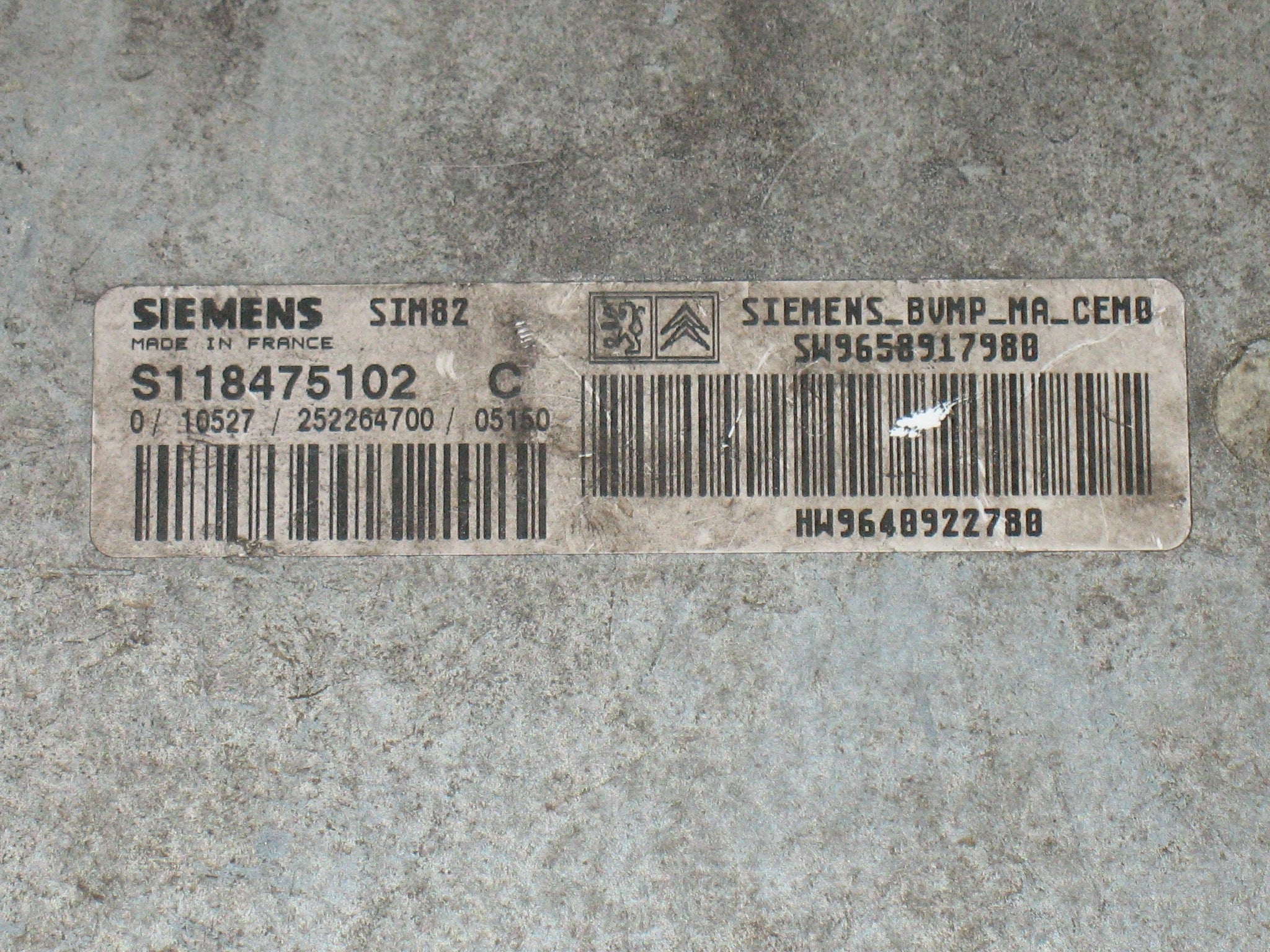 ECU CAMBIO AUTOMATICO Citroen C3 I 1.4 50kw 8HZ 2005 S118475102C 96589179 S118475102C