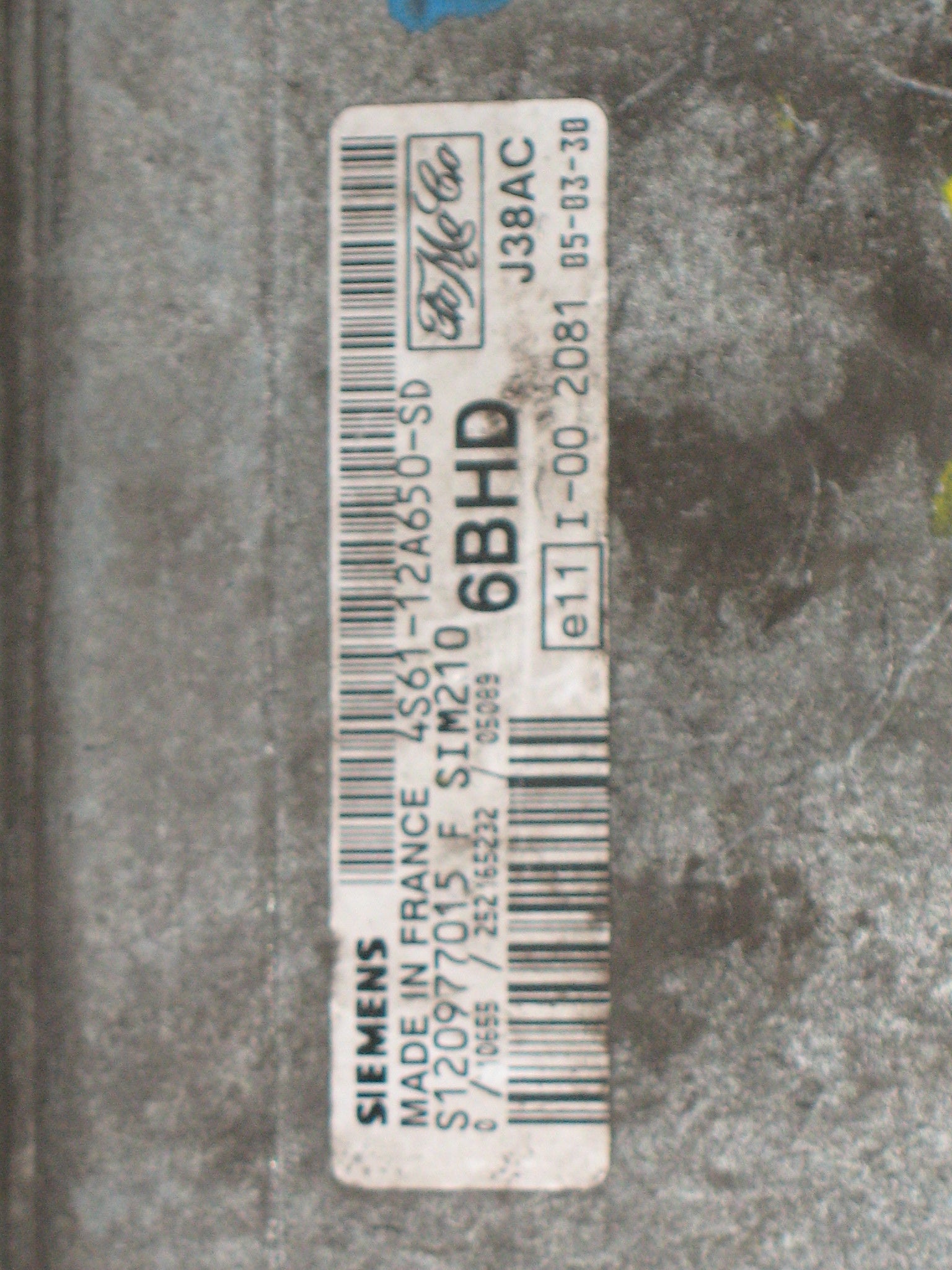 S120977015F CENTRALINA ECU SIM210 SIEMENS FORD FIESTA 1.2B 16V 6BHD J38AC FORD 4S61-12A650-SD