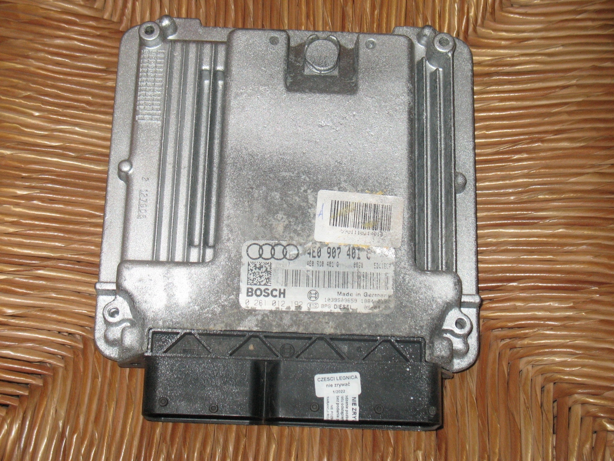 ECU CENTRALINA AUDI A8 3.0 TDI BOSCH 0281012192 4E0907401C 4E0910401Q, EDC 16CP34-3.1