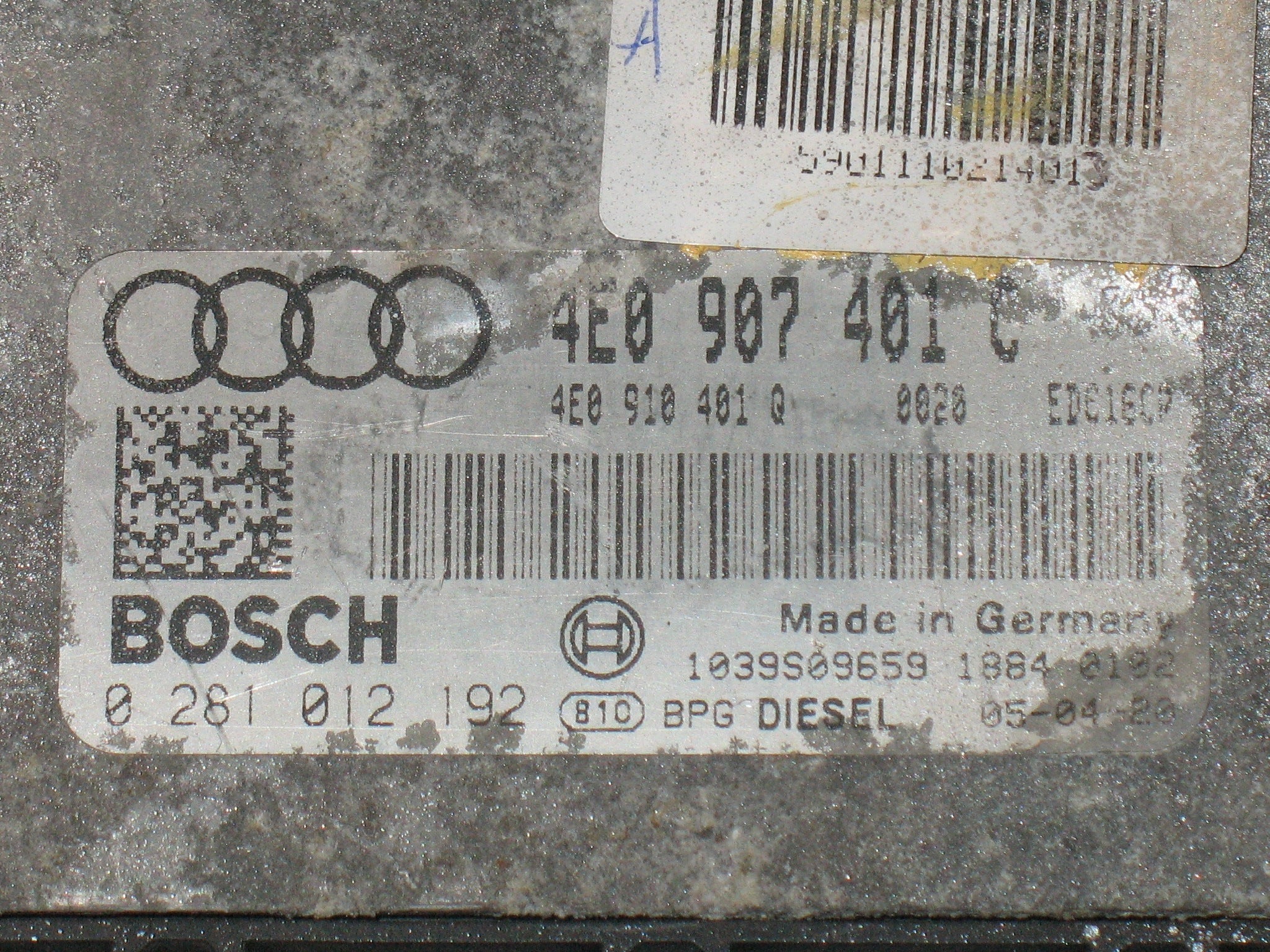 ECU CENTRALINA AUDI A8 3.0 TDI BOSCH 0281012192 4E0907401C 4E0910401Q, EDC 16CP34-3.1