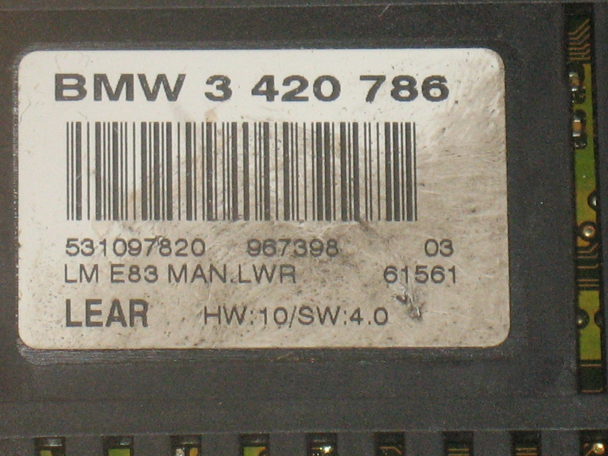 531097820 CENTRALINA LUCI BMW X3 1° Serie 2000 Diesel (2005)