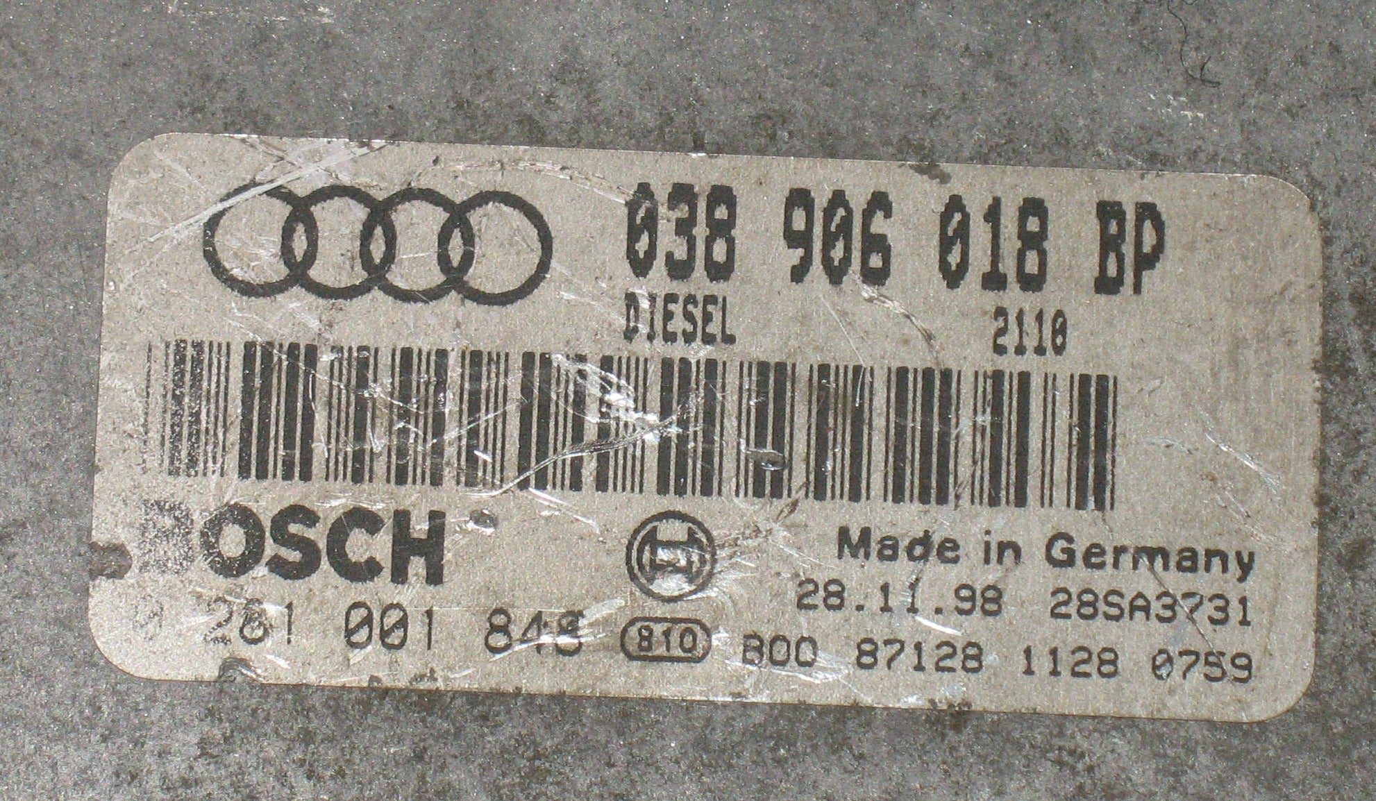 Ecu CENTRALINA MOTORE Audi A3 S3 8L 2000 Diesel Bosch 0281001845 038906018BP
