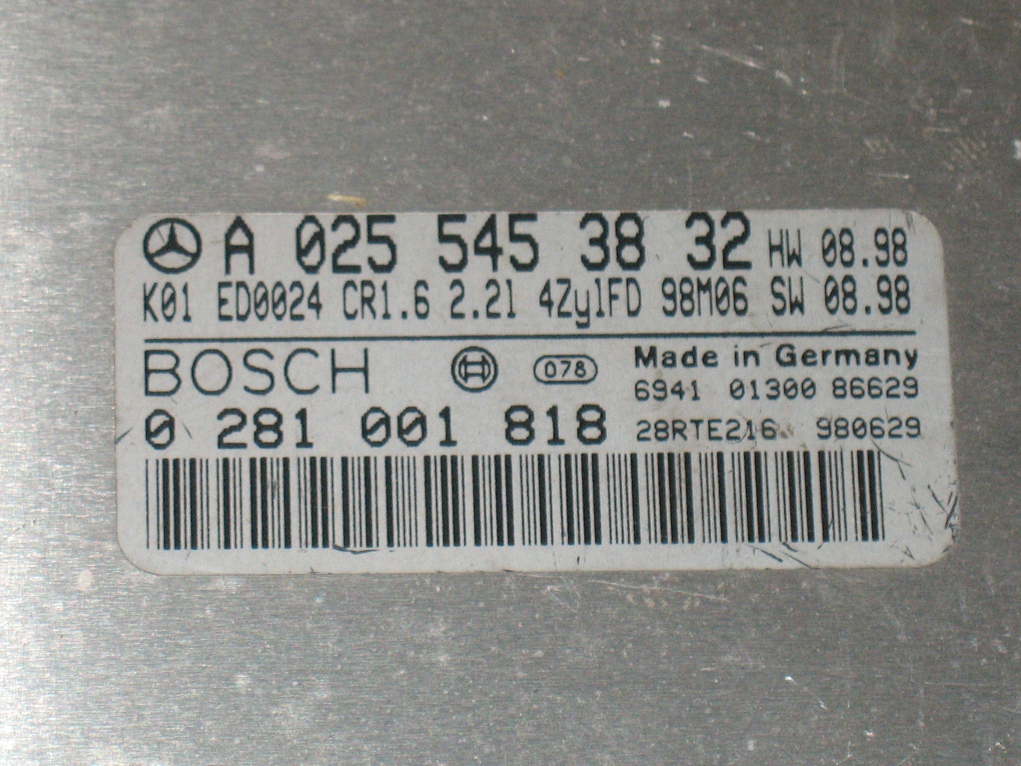 ECU CENTRALINA MOTORE MERCEDES W202 2.2 CDI BOSCH 0281001818 A0255453832 CR1.6