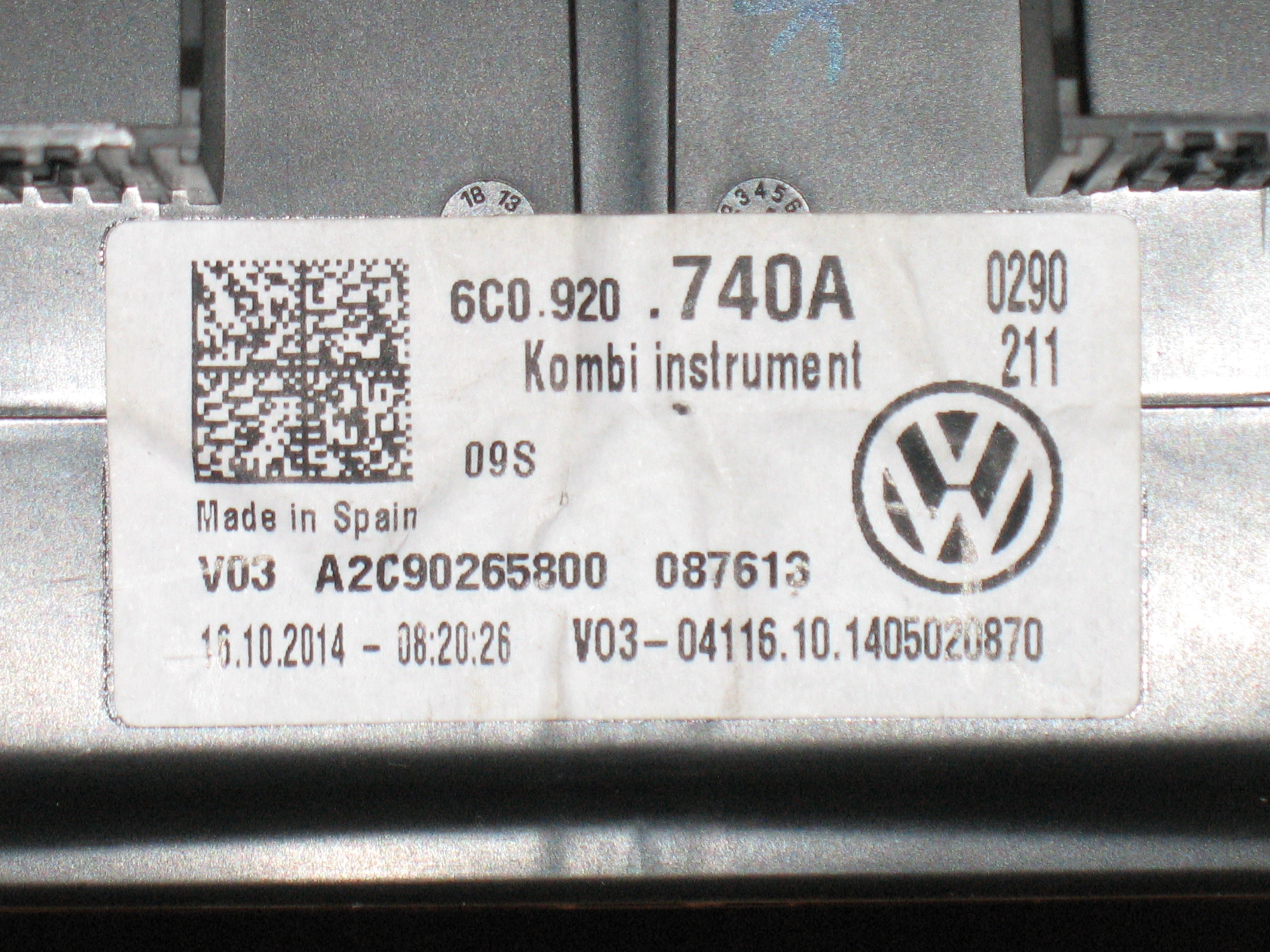 TACHIMETRO Volkswagen Polo V 6R  (quadro strumenti) 6C0920740A A2C90265800