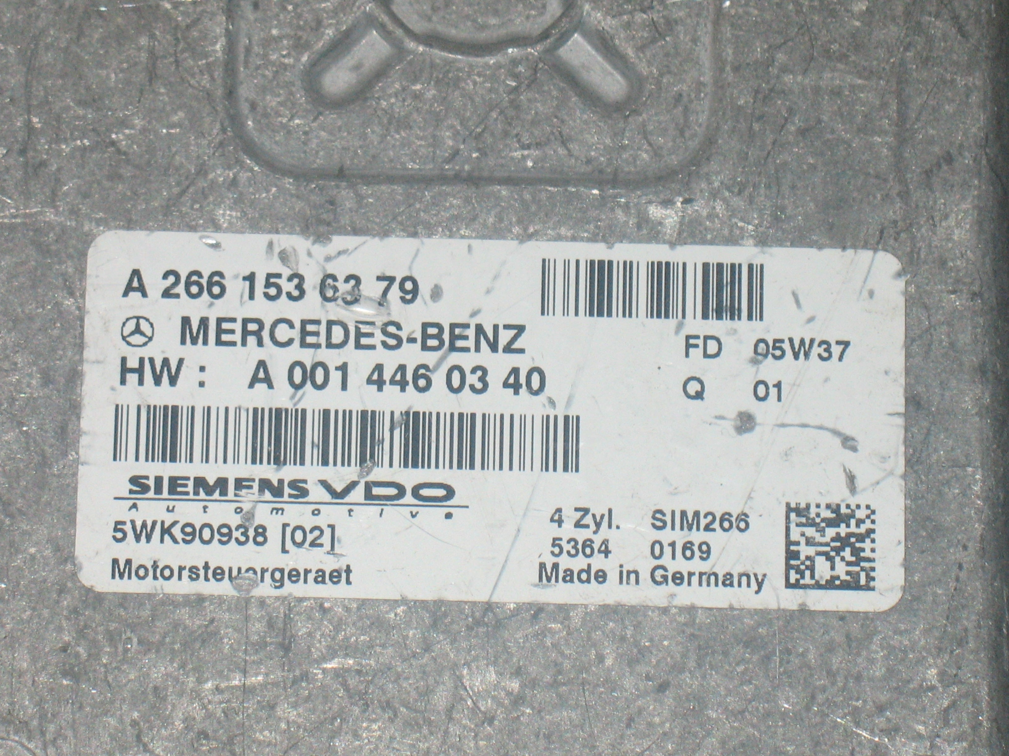 Centralina ECU Mercedes Classe A Mk2 W169 2004-2012 A2661536379 HW: A0014460304 5WK90938 siemens