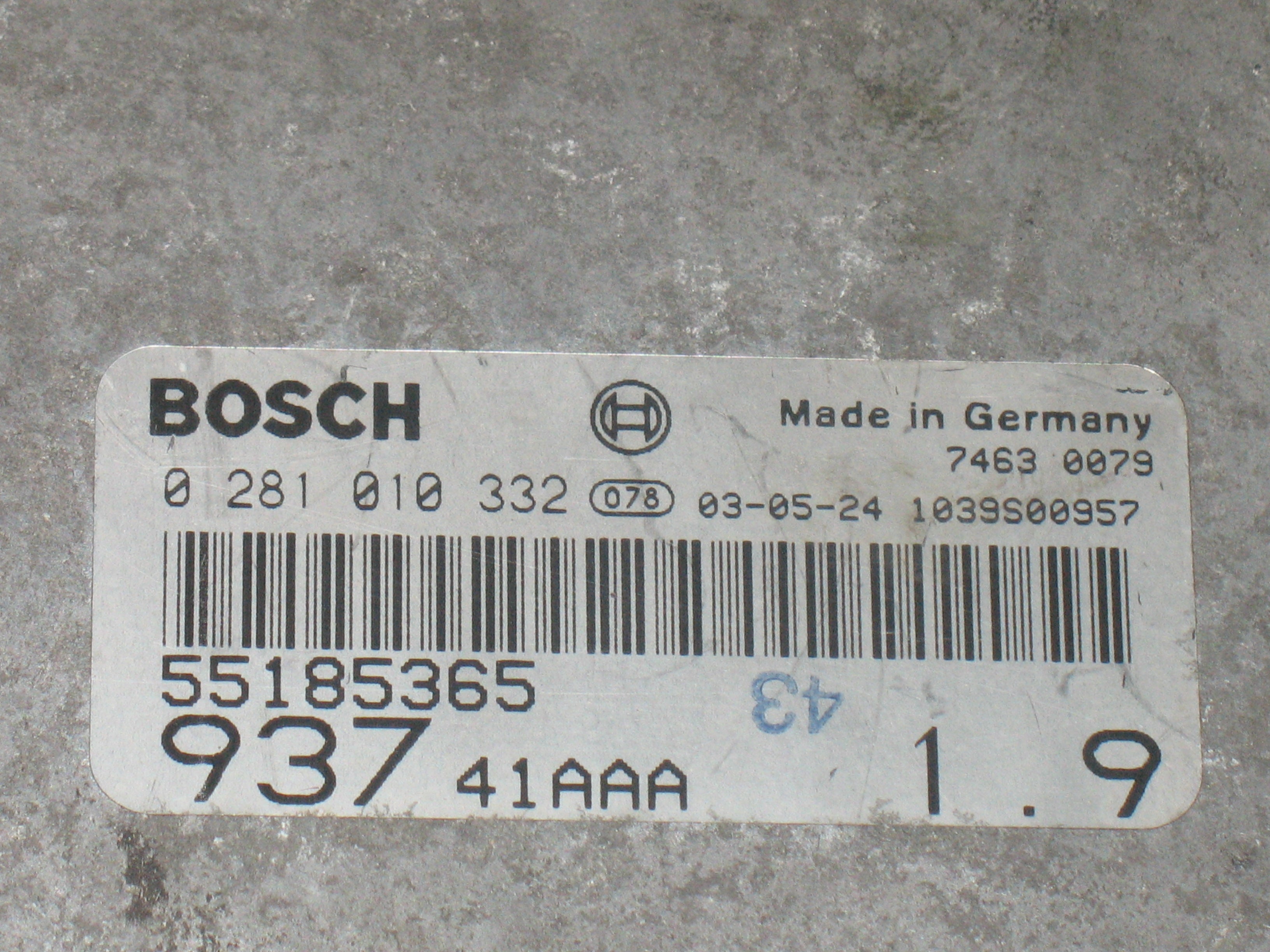 Kit centralina ecu bosch 0281010332 alfa 147 1.9 jtd 73501227