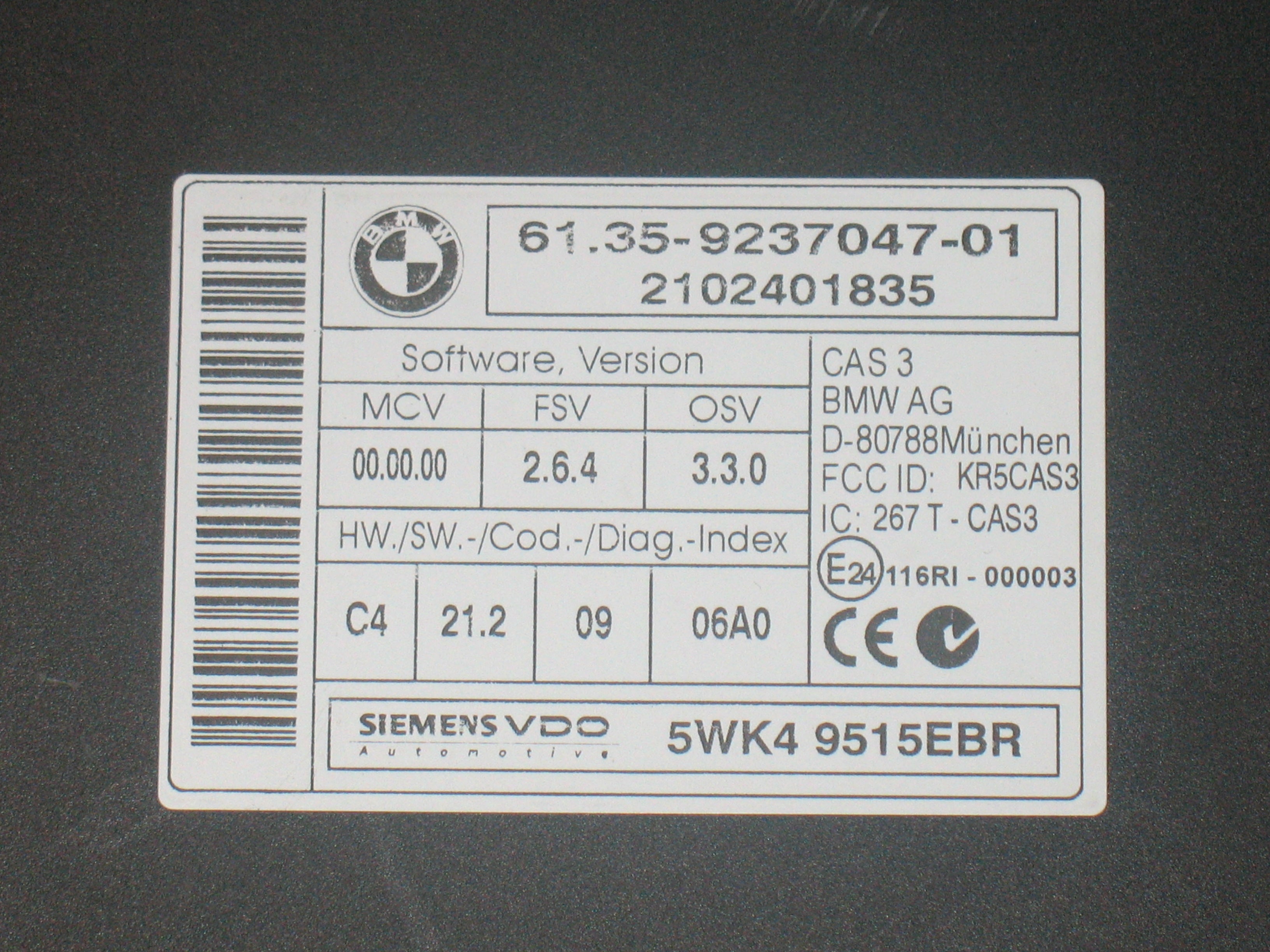 KIT Ecu 0281017551 Bmw X1 Sdrive 2.0 D 16V Aut 6M 61.35-9237047-01 2102401835 5Wk49515Ebr