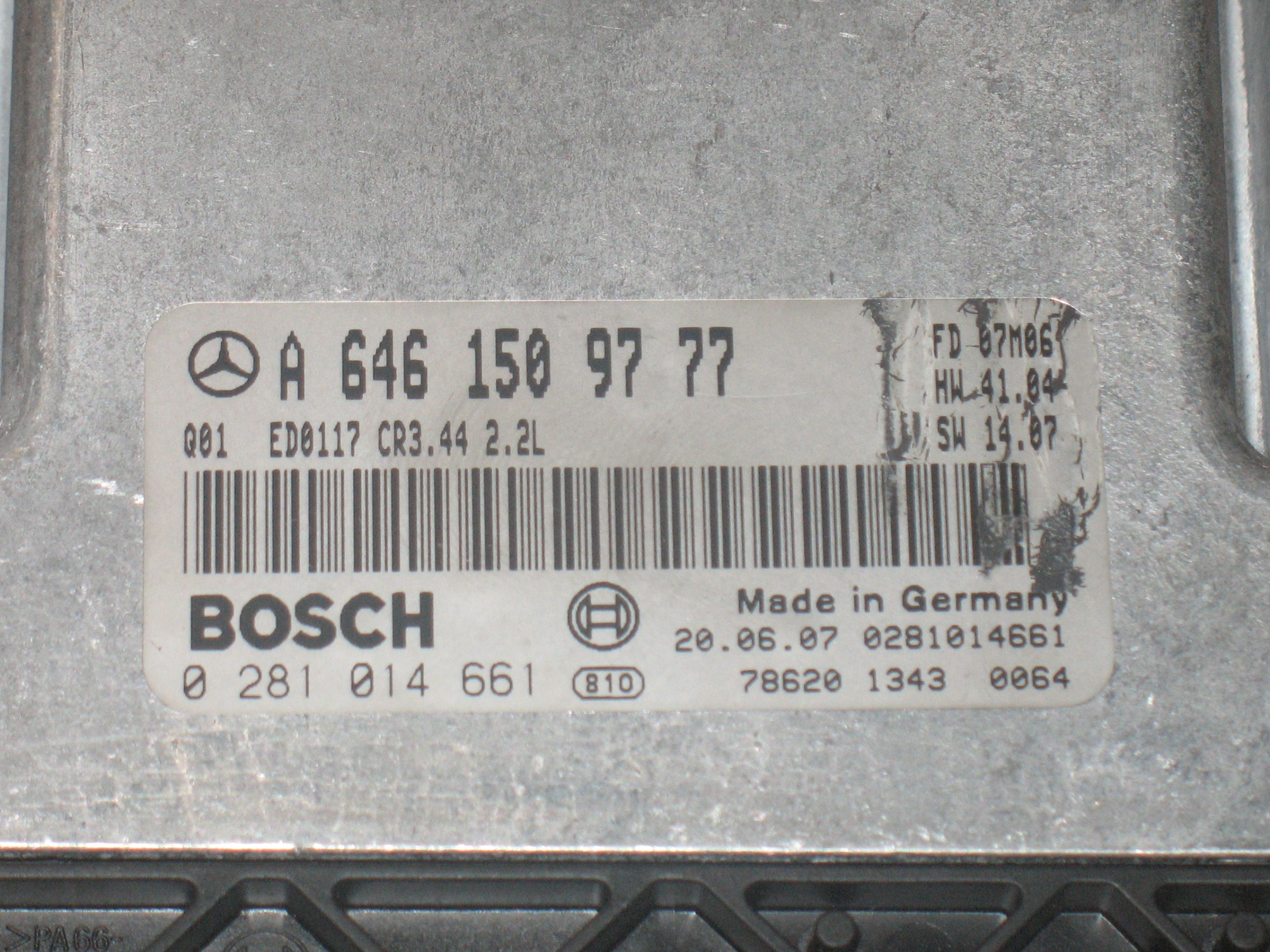 ECU MERCEDES CLC CLK BOSCH 0281014661  A6461509777 CR3.44 EDC 16C2-9.44