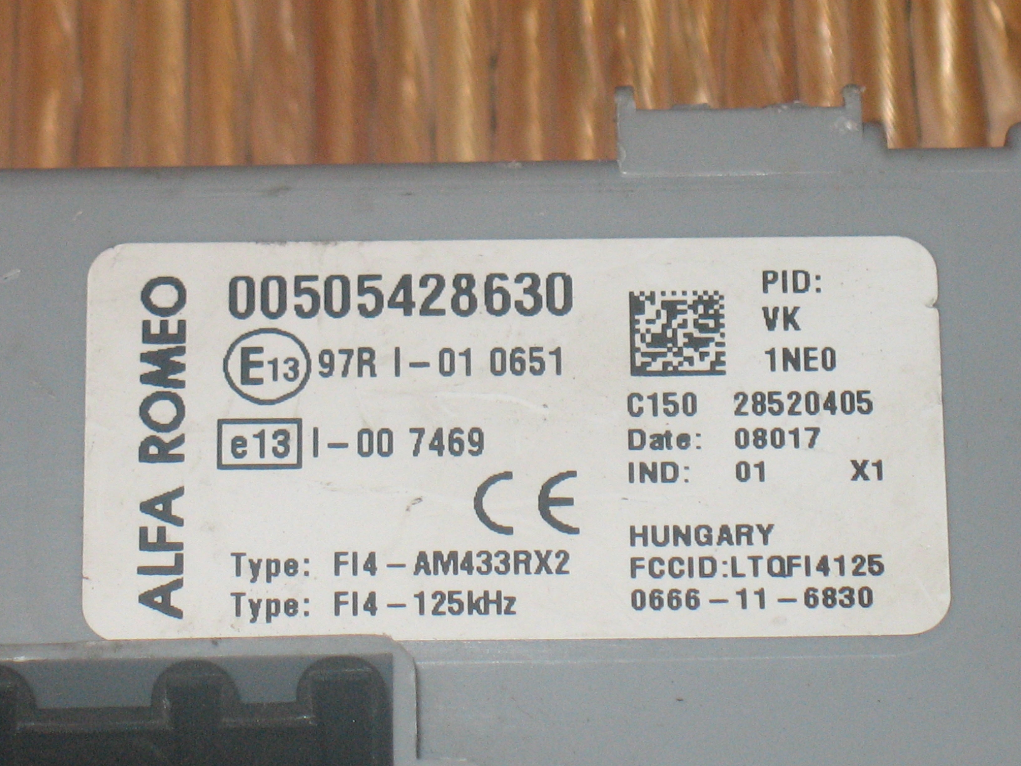 BODY COMPUTER Alfa Romeo Mito 00505428630 28520405 Modello: 70F3379 N11042