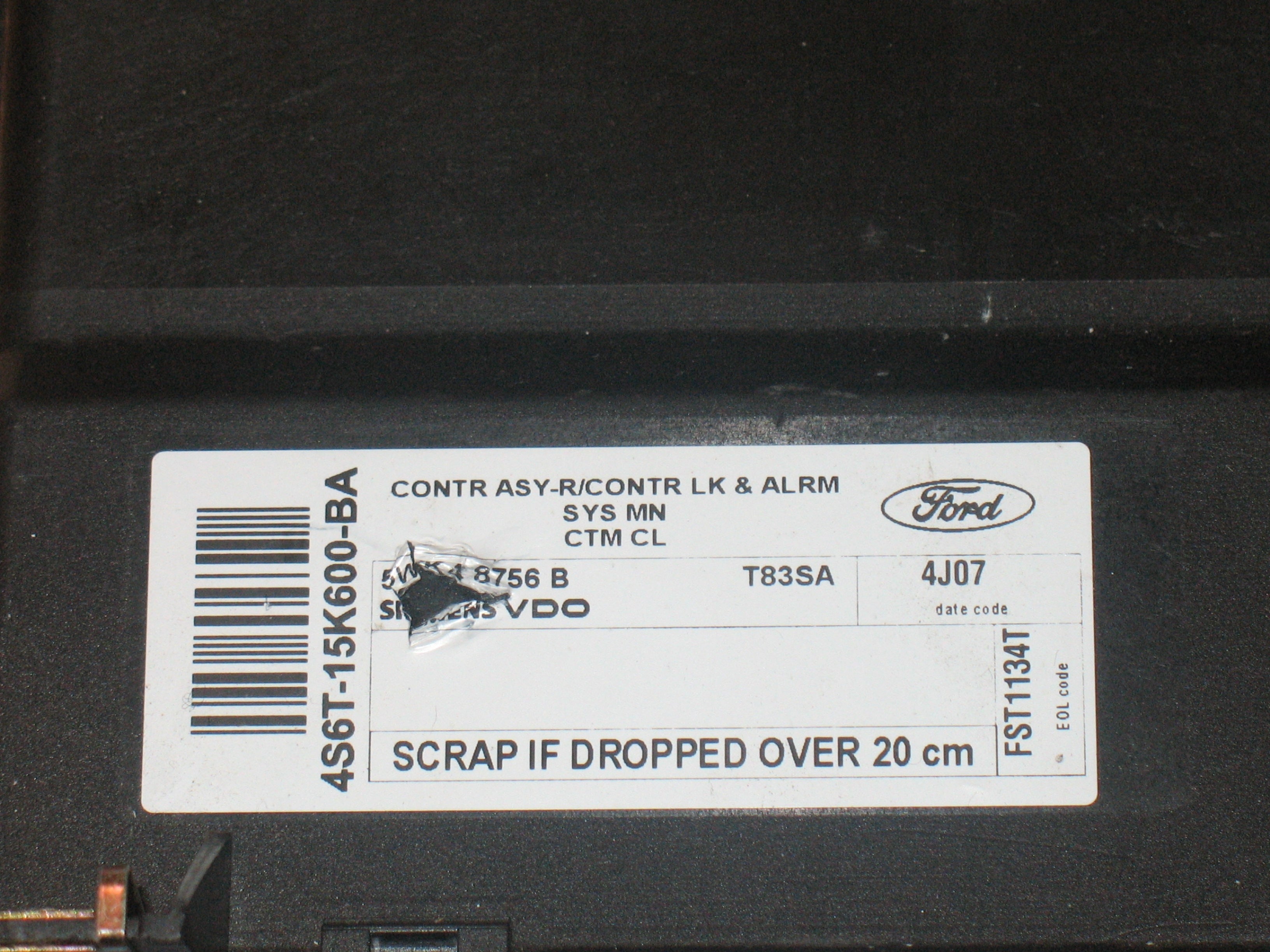 BODY computer Ford Fıasta 4S6T-15K600-BA 4S6T15K600BA 4S6T 15K600 BA 5WK48756B 5WK4 8756B