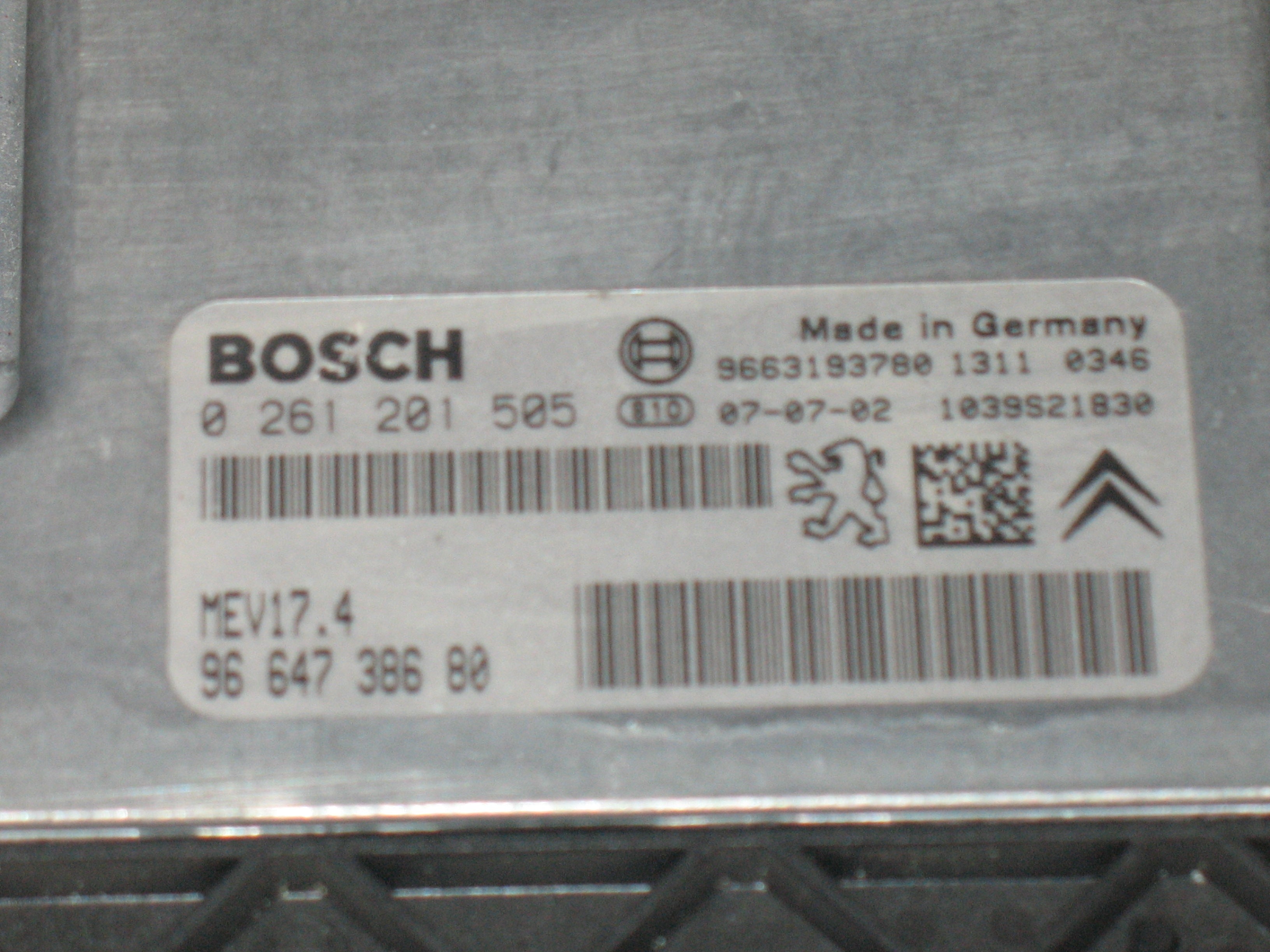 Kit PEUGEOT 308 1.6 VTI Bsi 9663798180 9664738680 ecu centralina motore Bosch 0261201505