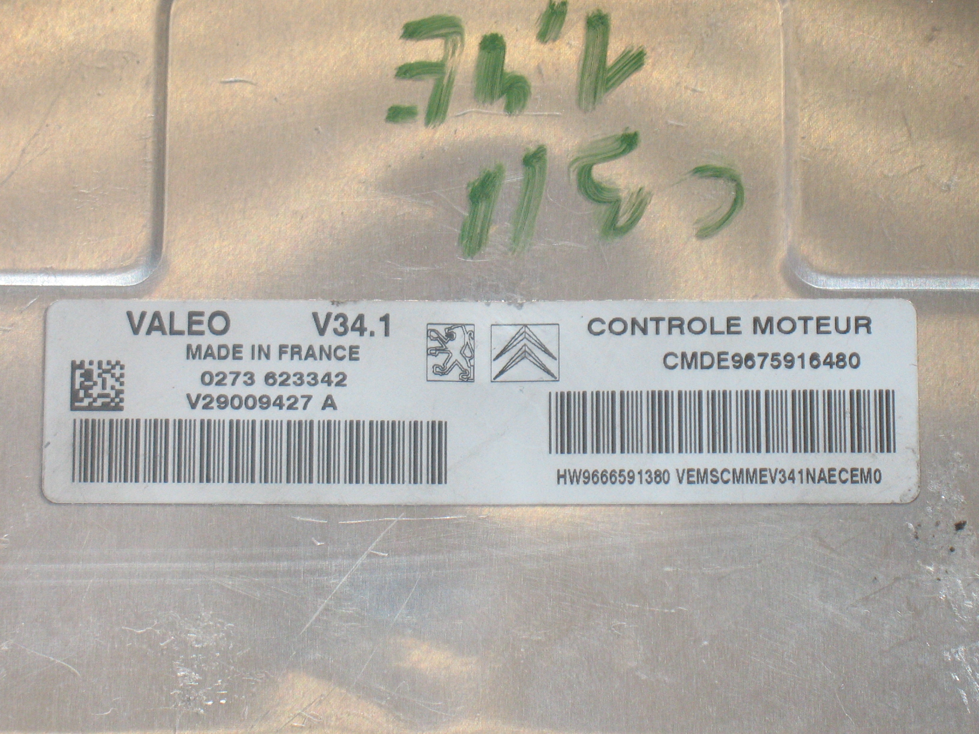 KIT ECU CENTRALINA valeo V34.1 HW9666591380 CMDE9675916480 V29009427A BSI 9666952280 X04-00 X0400 con blocchetto chiave