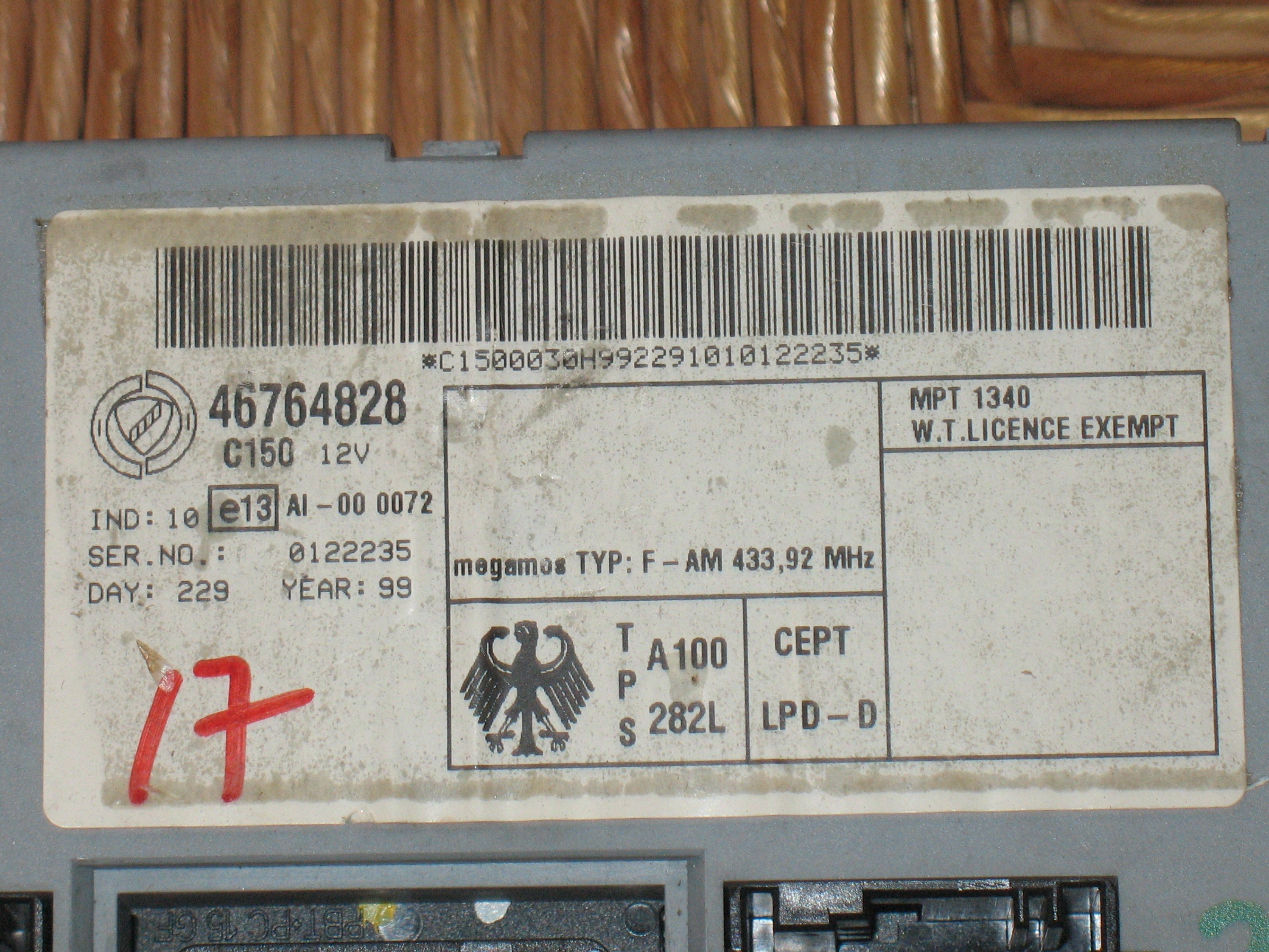 BODY FIAT DOBLO PALIO 1.9 46764828 AI-000072 0122235