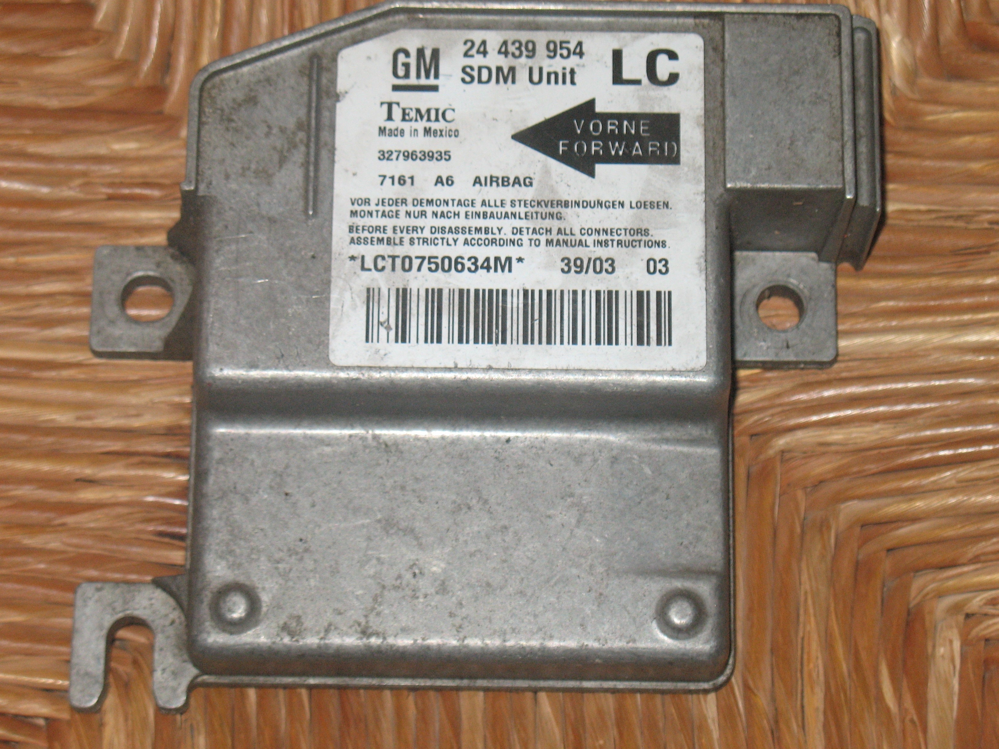 OPEL CORSA 1.3 CDTI 16V 5 PORTE 51KW CENTRALINA SENSORE AIRBAG 24439954 SDM UNIT LCT1029018I