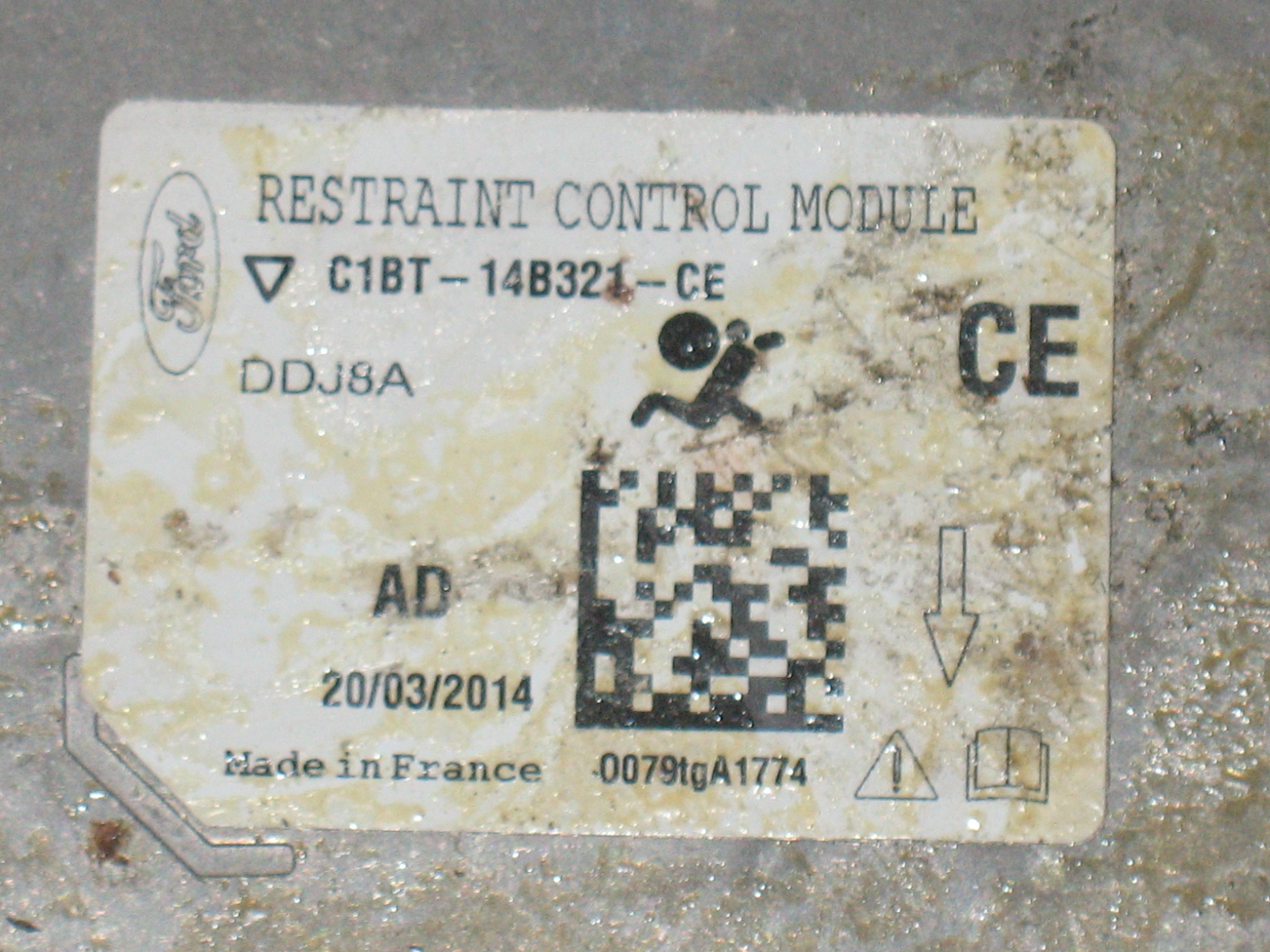 Ford Fiesta Airbag Modulo Controllo ECU C1BT14B321CE C1BT-14B321-CE