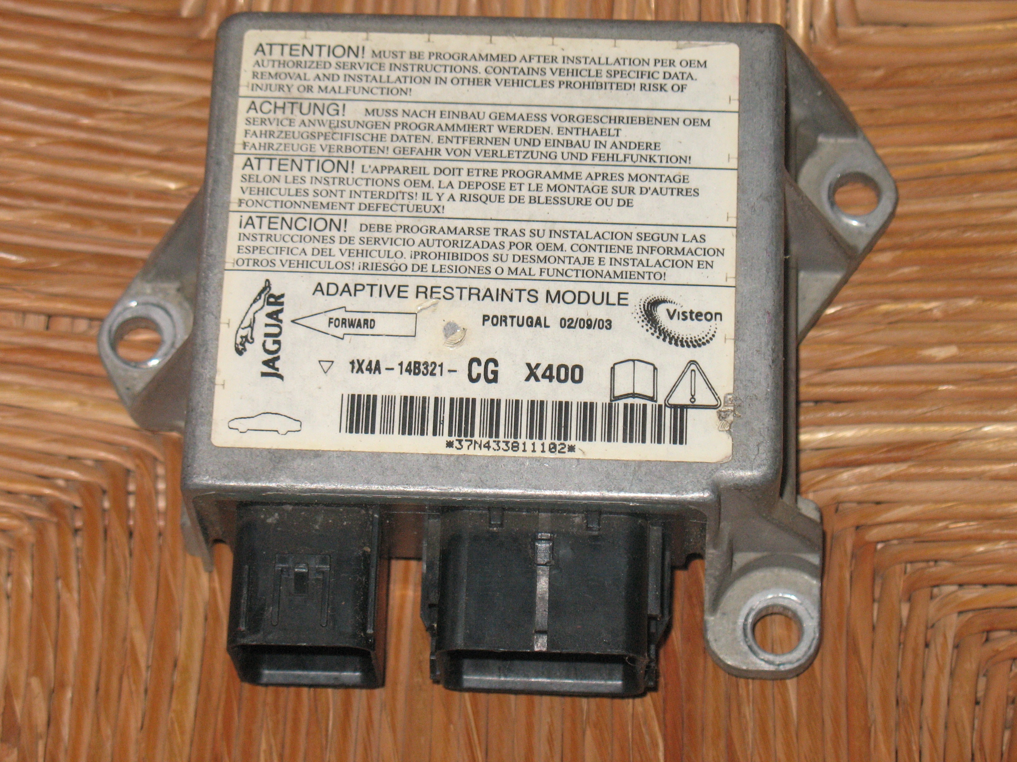 Jaguar X-Type X400 2001 - 2006 Airbag Control Module Sensor Ecu 1X4A-14B321-Cg