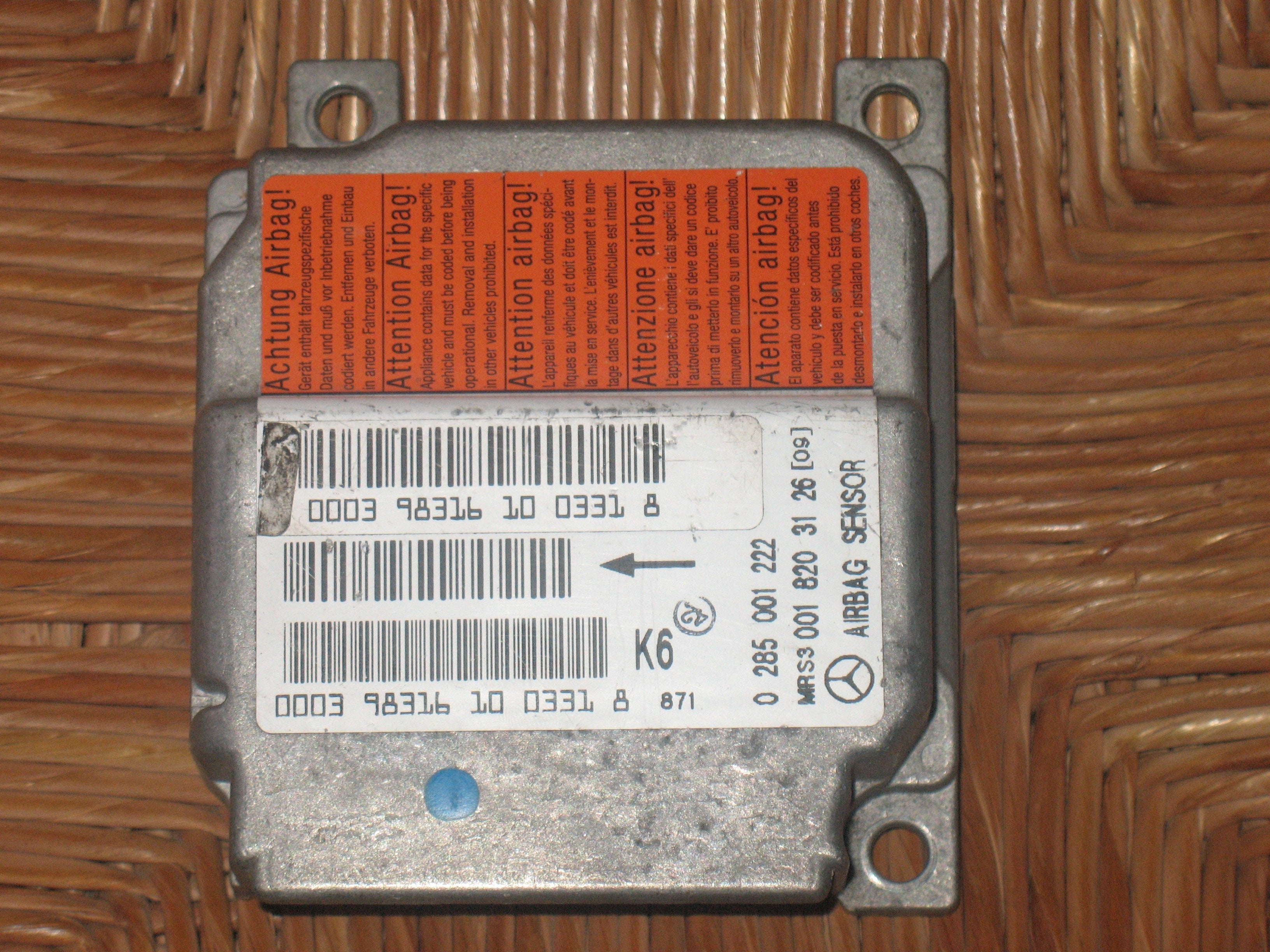 Centralina airbag mercedes classe a 0285001222 q9 001820312609