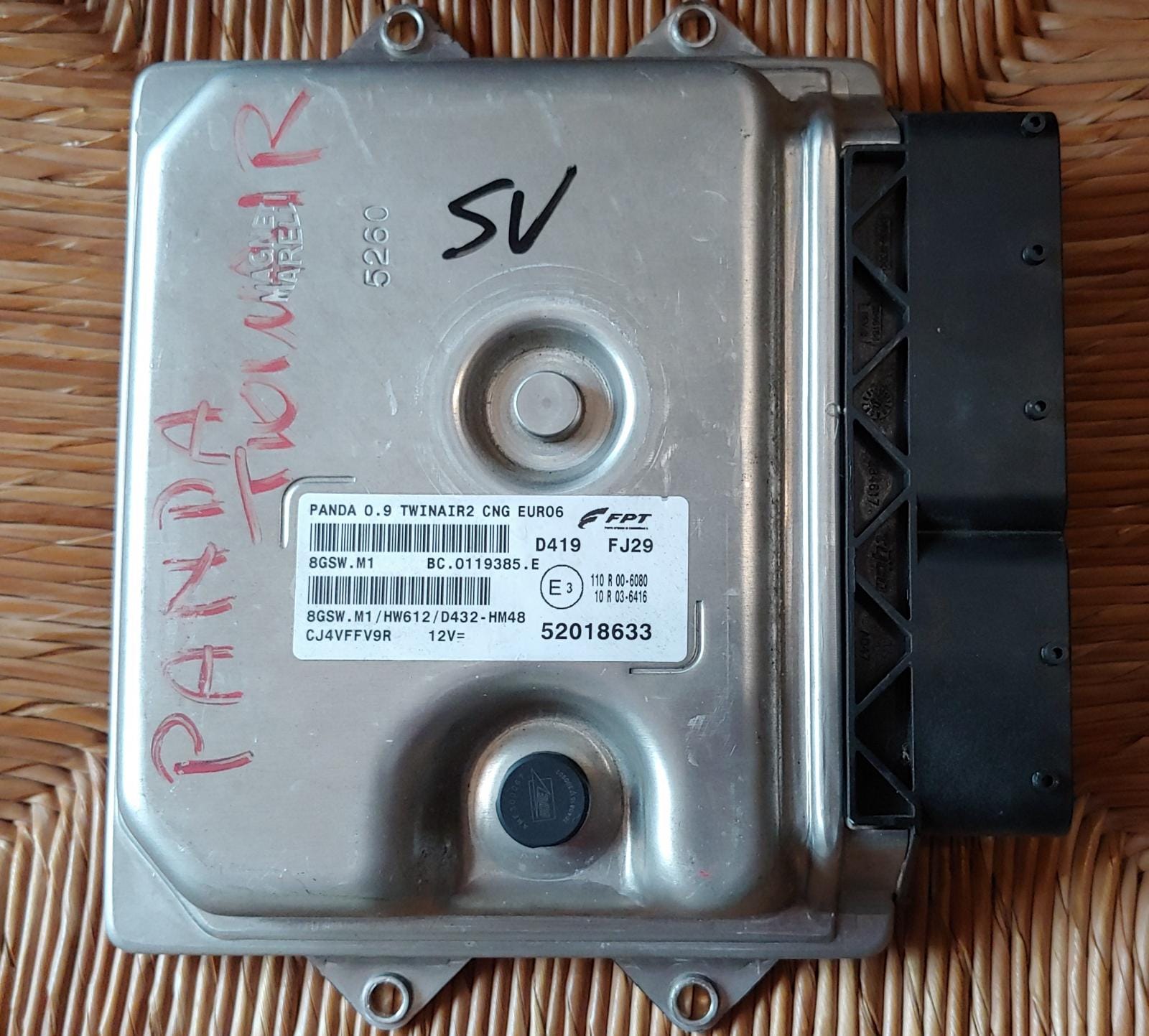 ECU PANDA TWINAIR2 CNG MARELLI 52045255 8GSW.M1 HW612 D3D0