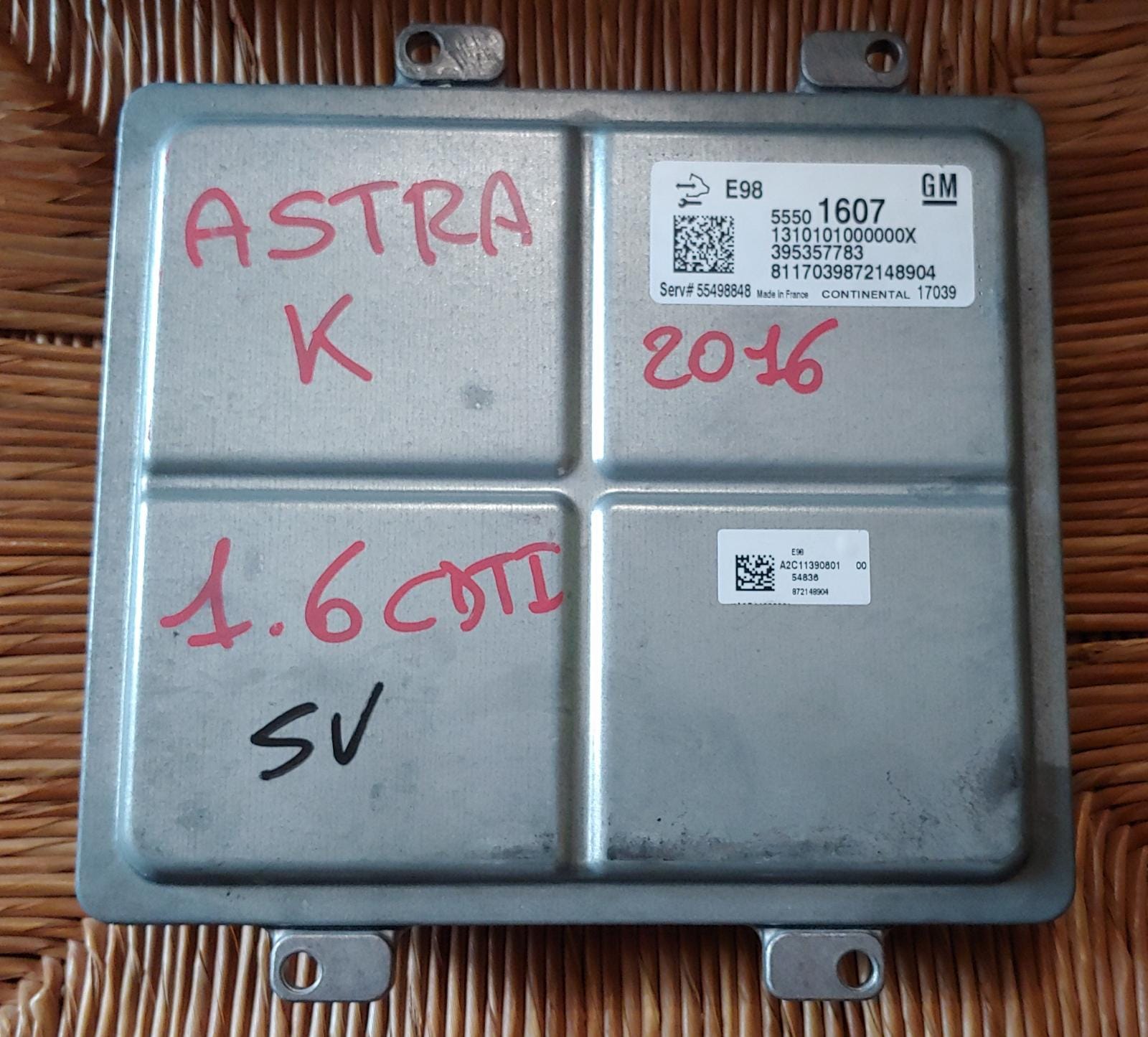 ECU MOTORE OPEL ASTRA K 2016 1.6 CDTI E98 55501607 395357783