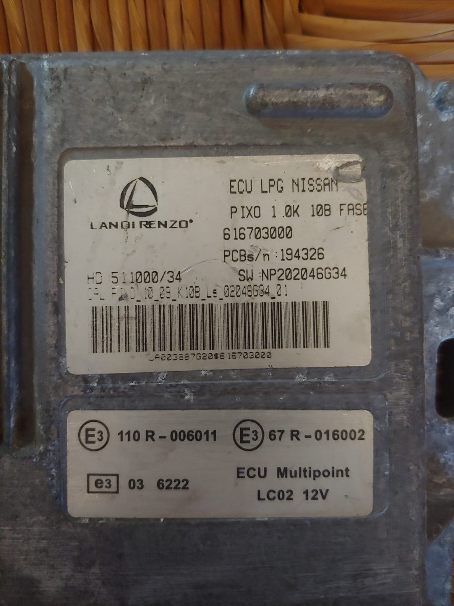 616703000 LANDI RENZO SW NP202046G34 CENTRALINA GPL ECU LPG NISSAN PIXO 1.0K 10B
