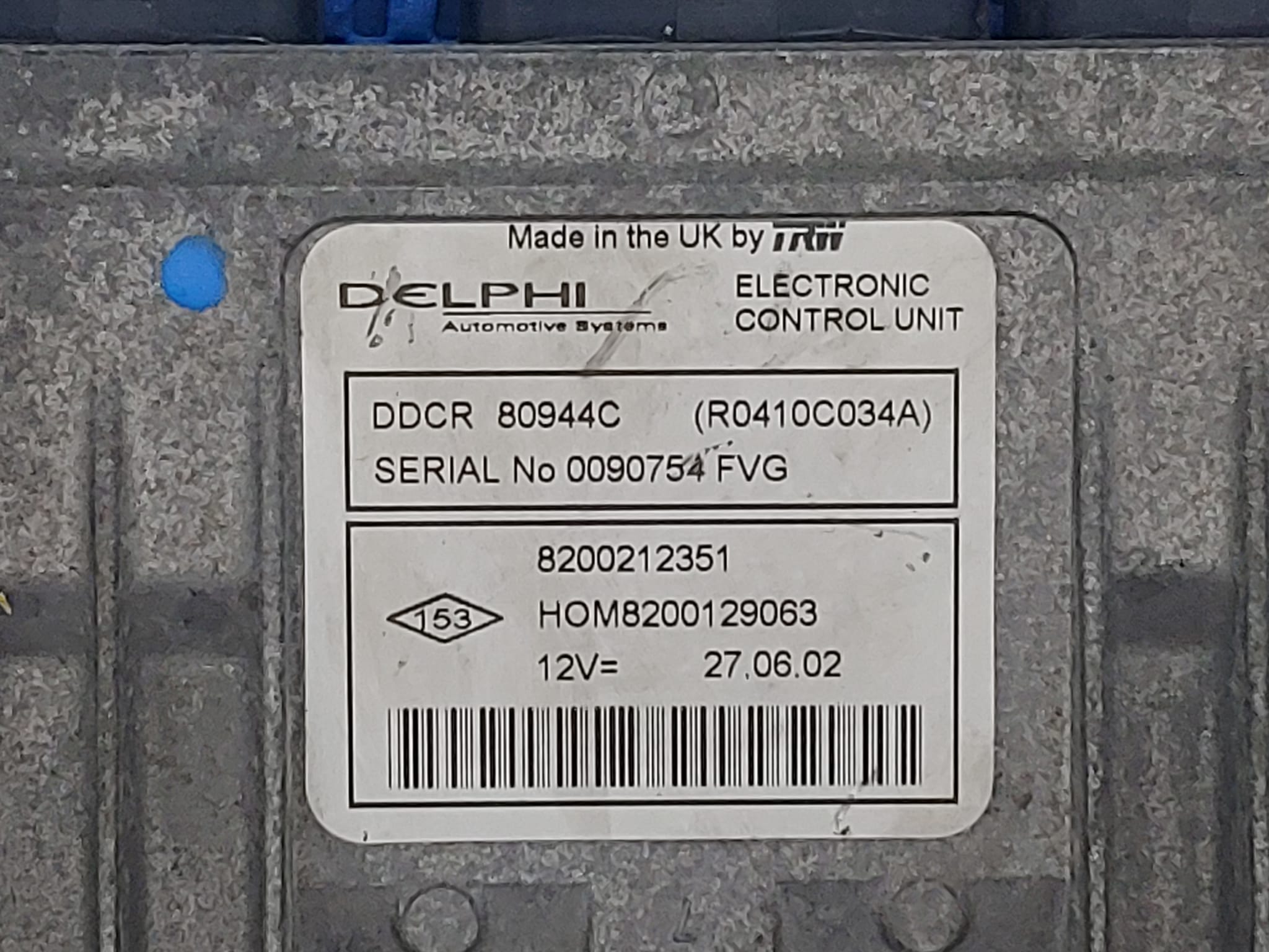 ECU RENAULT CLIO 1.5 DCI 80944C R0410C034A 8200212351 8200129063