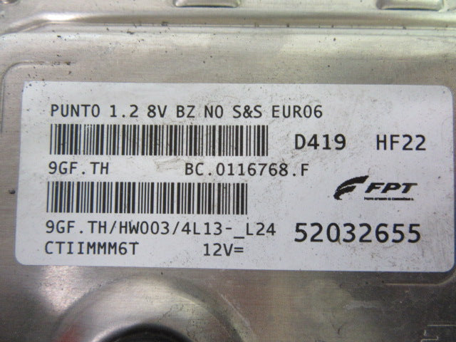 ECU FIAT PUNTO 1.2 8V BZ NO S&S MARELLI 52032655 9GF.TH HW003 4L13