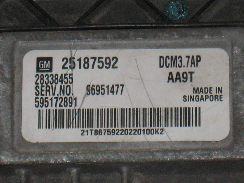 ECU ORLANDO OPEL ANTARA 25187592 96951477 595172891 dcm3.7ap
