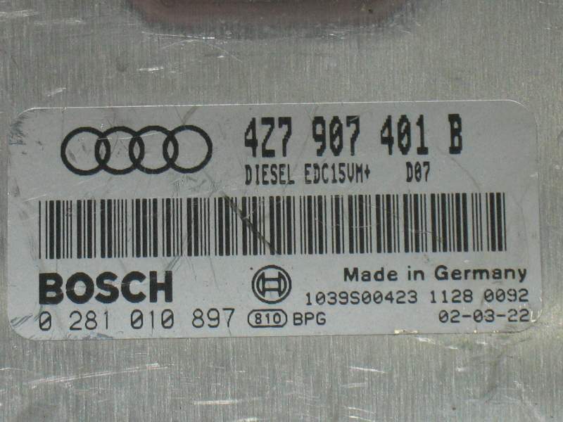 ECU Audi A6 ALLROAD 2.5 TDI BOSCH 0281010897 4Z7907401B EDC15 P/P+