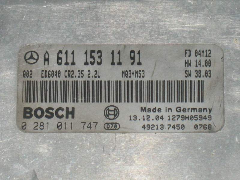 Ecu MERCEDES SPRINTER 2.2 L CR2.35 0281011747 A6111531191 EDC 15C6-4.35