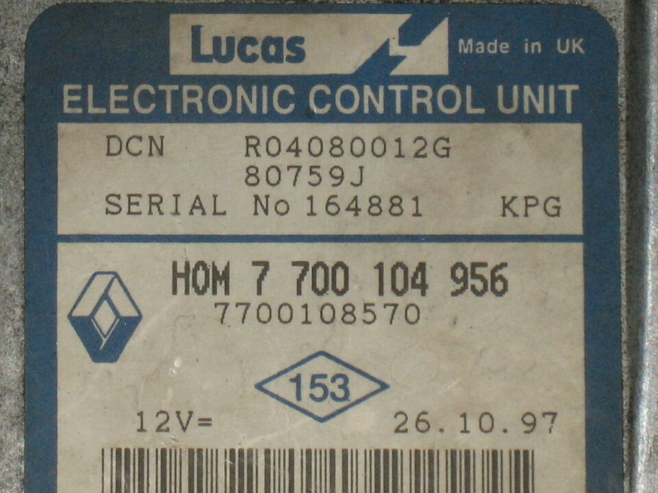 ECU RENAULT KANGOO 1.9 7700104956, R04080012G