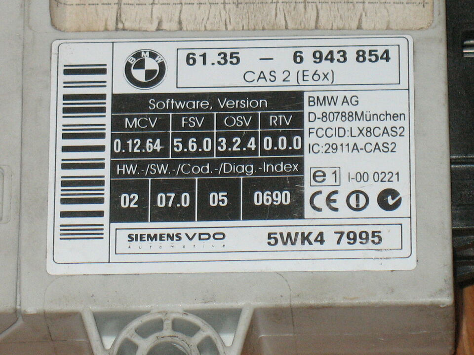 BMW E60 5 Series 2004-2010 Cas2 Module 6943854 5WK47995